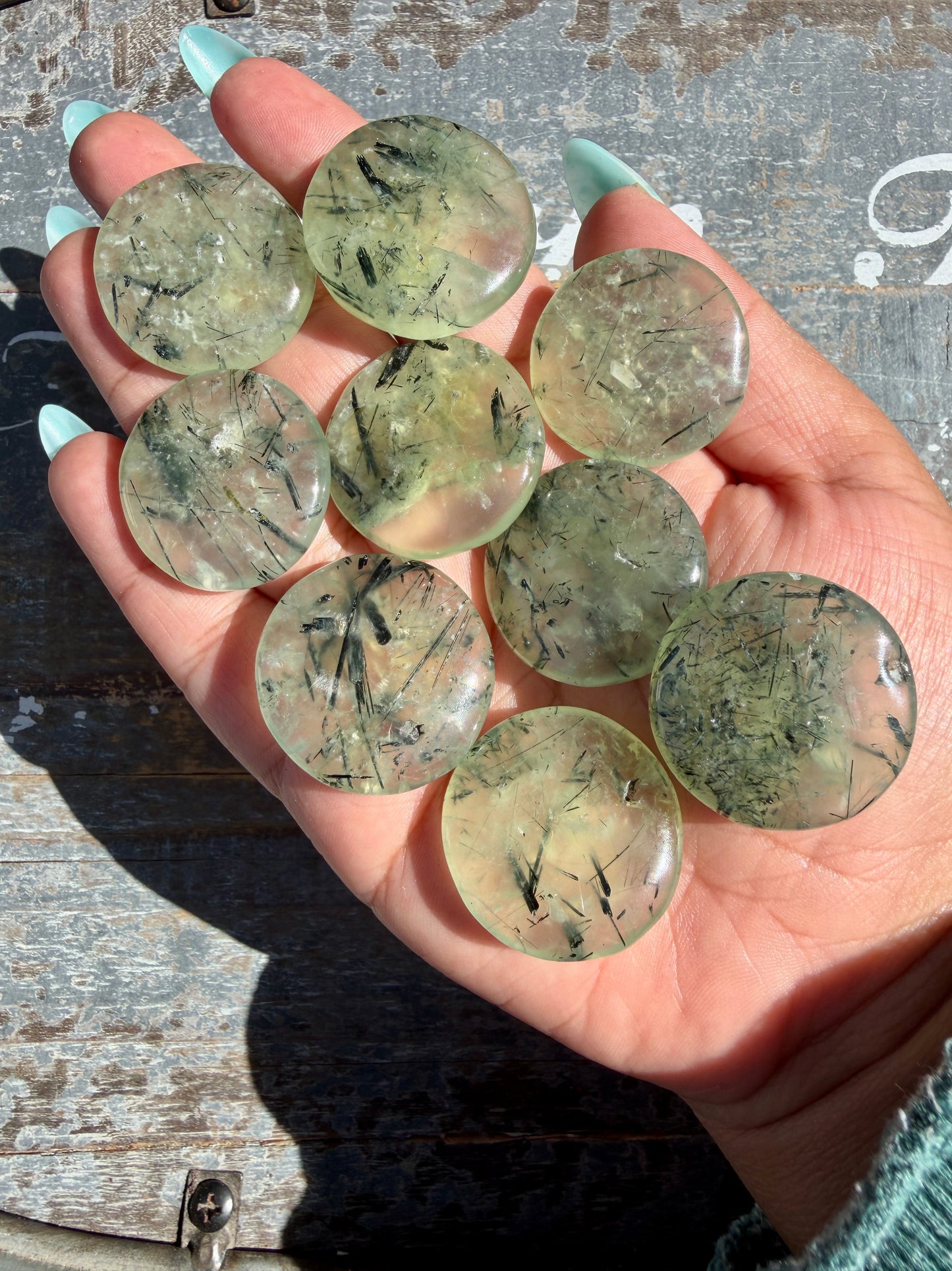 One (1) Gorgeous Prehnite w/ Epidote Mini Medallion | Intuitively Chosen