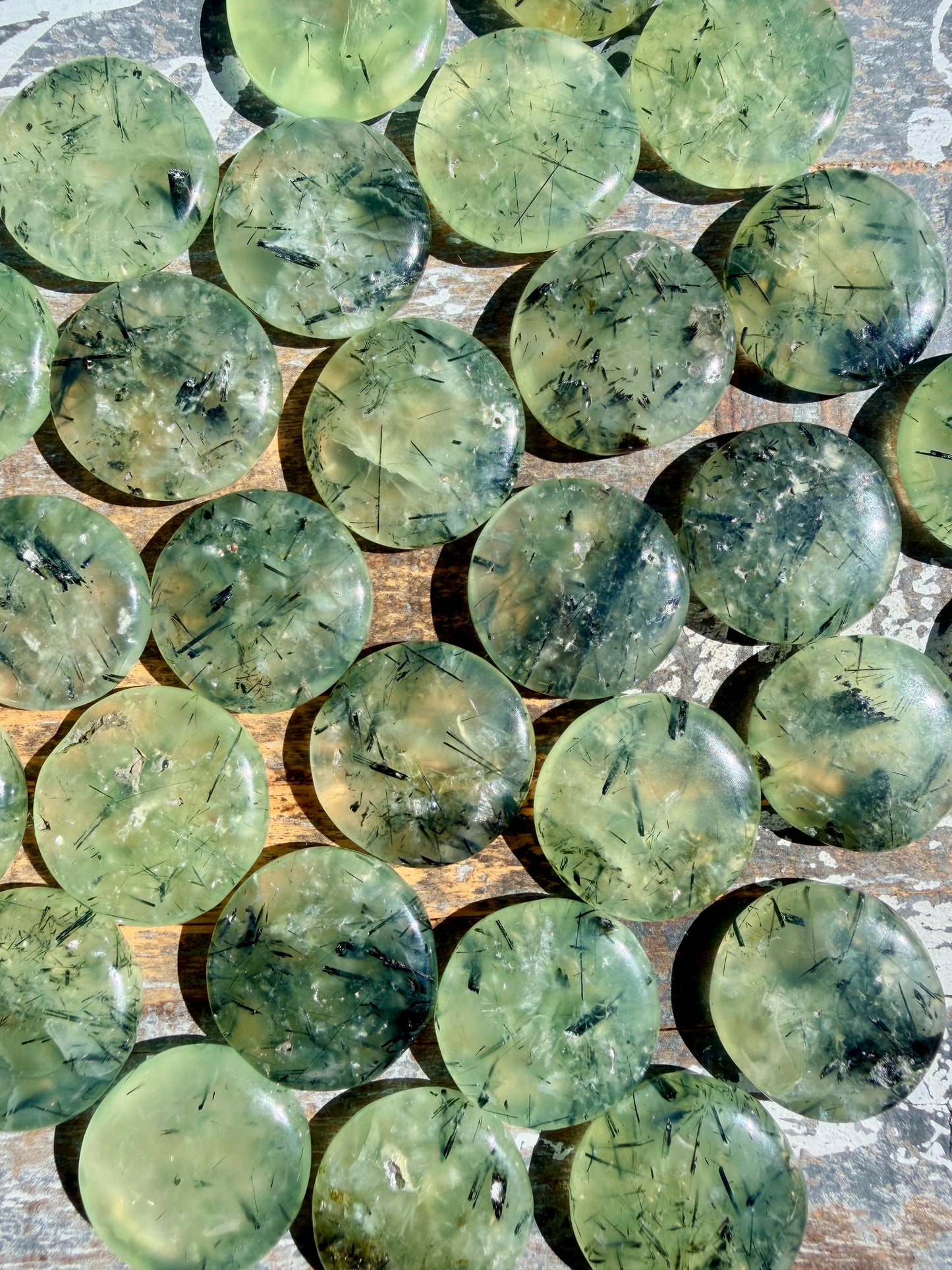 One (1) Gorgeous Prehnite w/ Epidote Mini Medallion | Intuitively Chosen