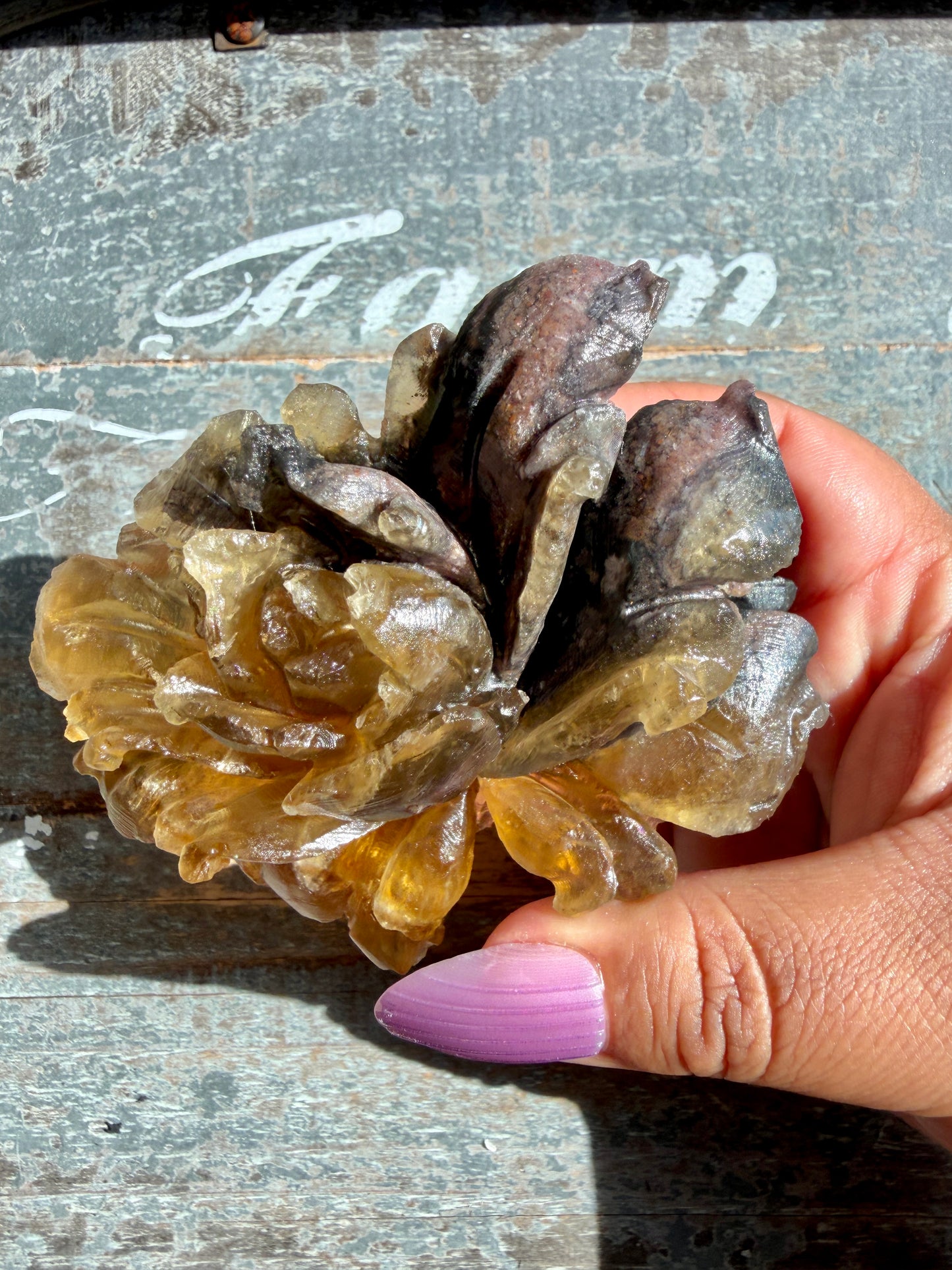 Gorgeous Fluorite Hand Carved Flower | Opt J