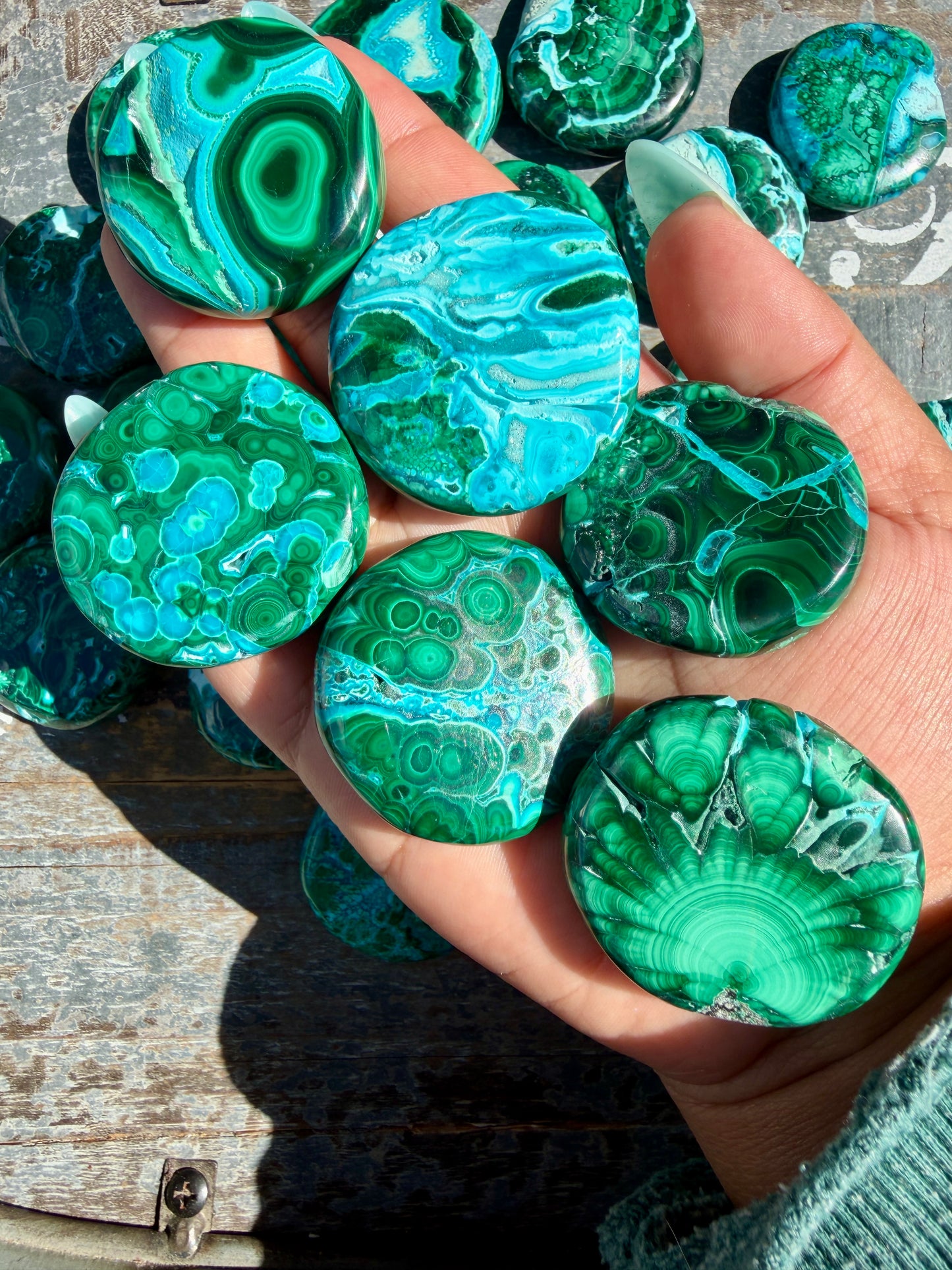 One (1) Gorgeous Chrysocolla & Malachite Medallion | Intuitively Chosen
