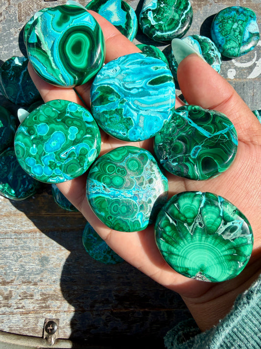 One (1) Gorgeous Chrysocolla & Malachite Medallion | Intuitively Chosen