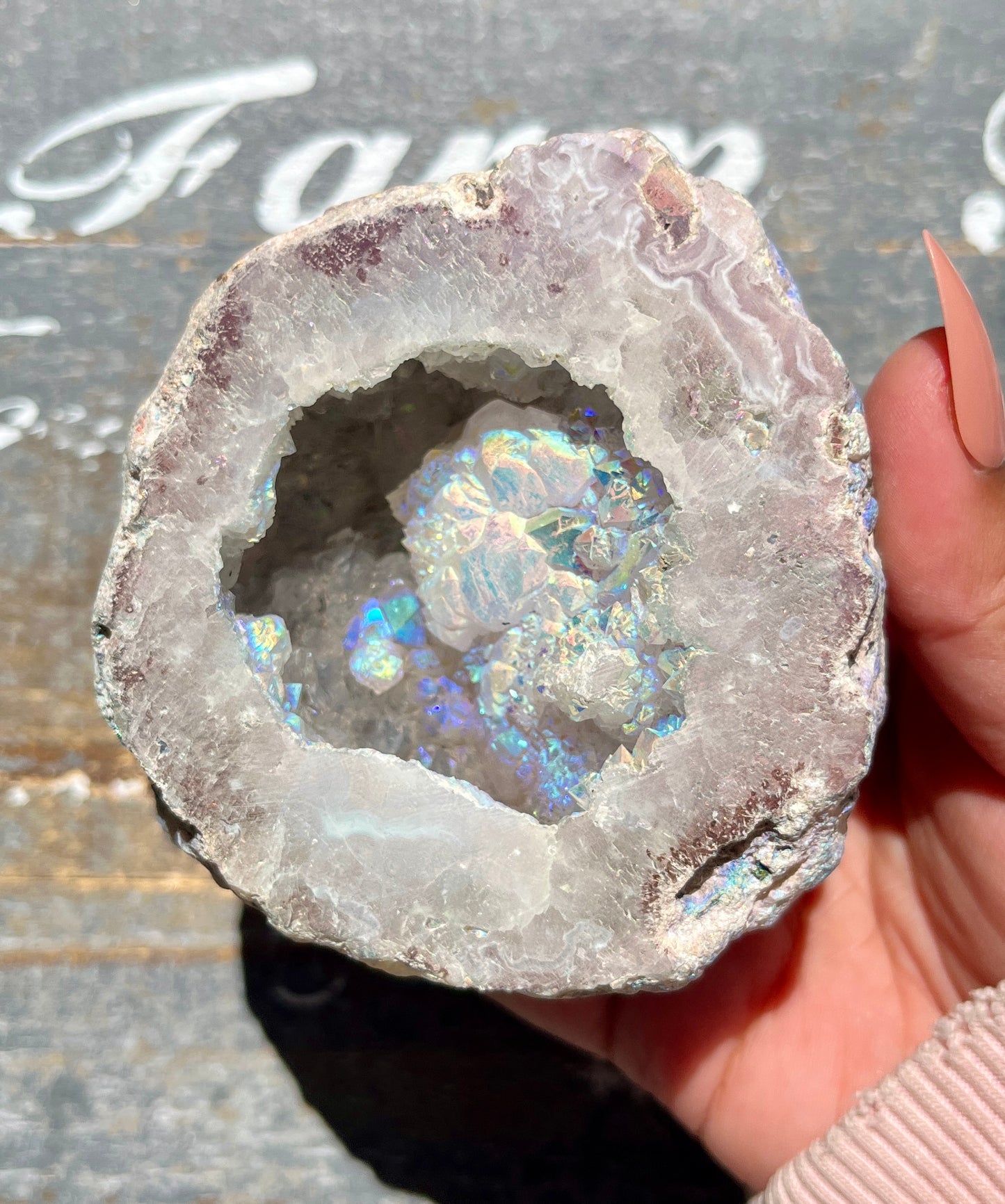 Gorgeous Aura Druzy Agate Geode