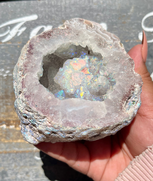 Gorgeous Aura Druzy Agate Geode