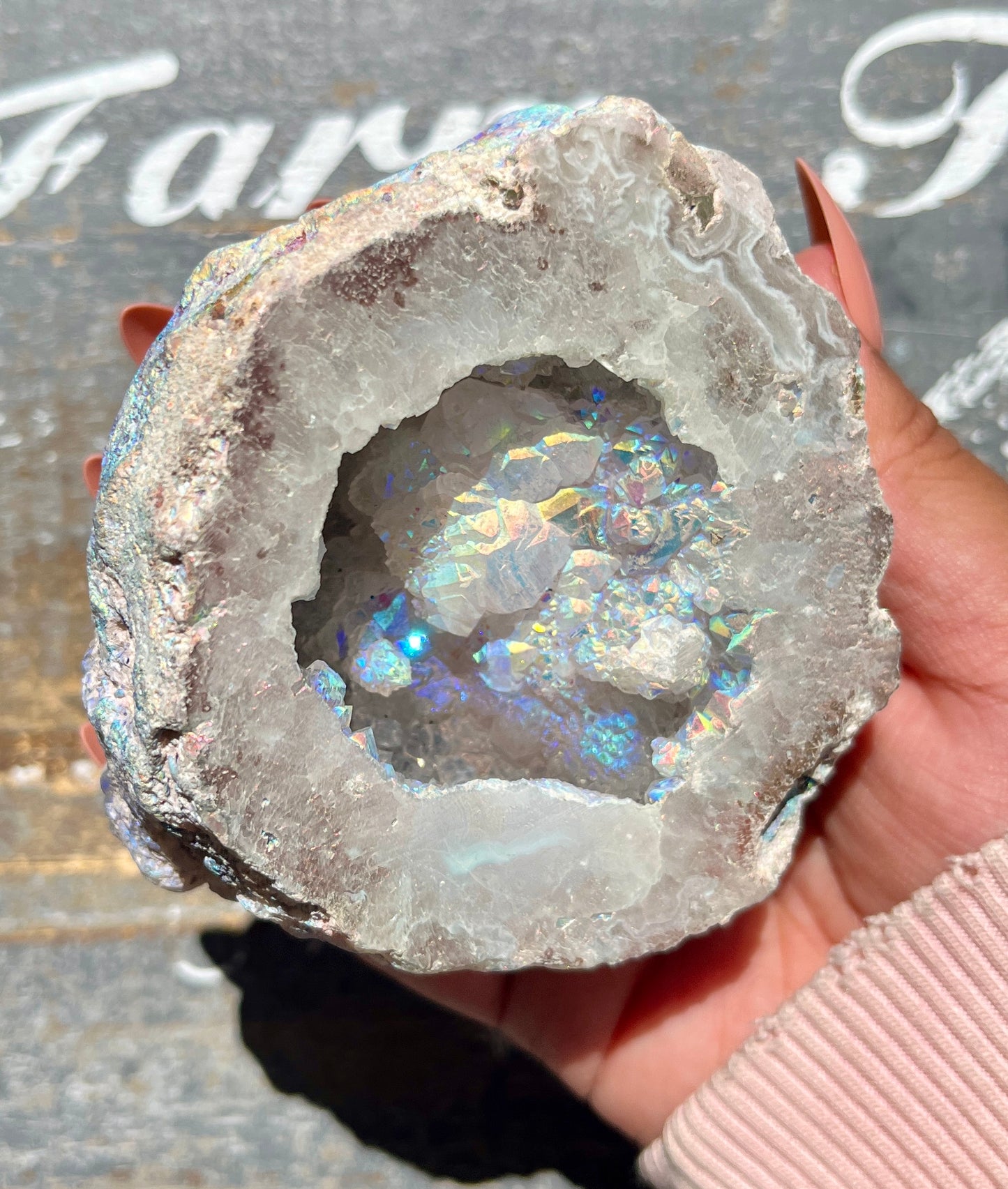 Gorgeous Aura Druzy Agate Geode