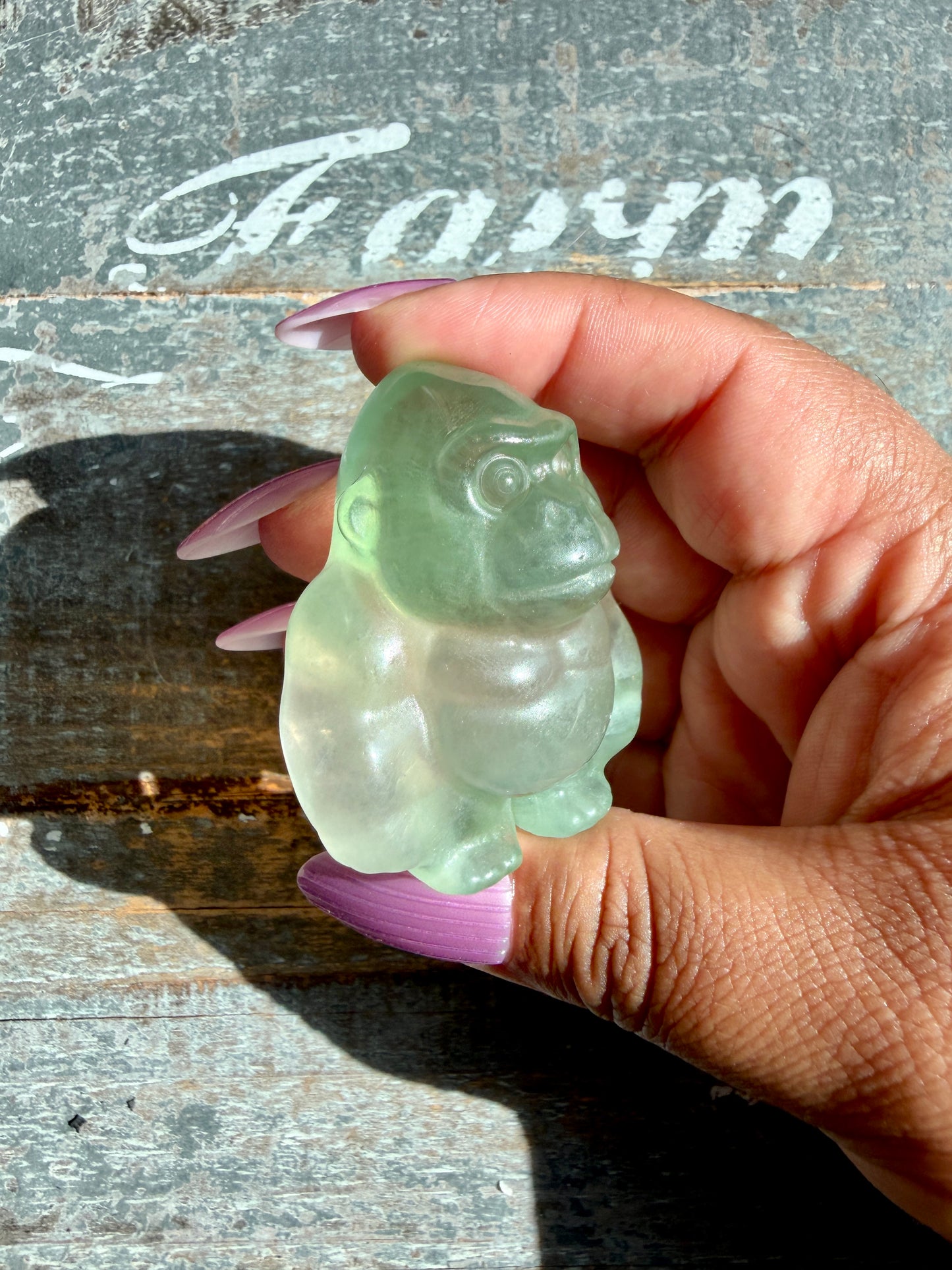 Adorable Rainbow Fluorite Gorilla | Opt Y