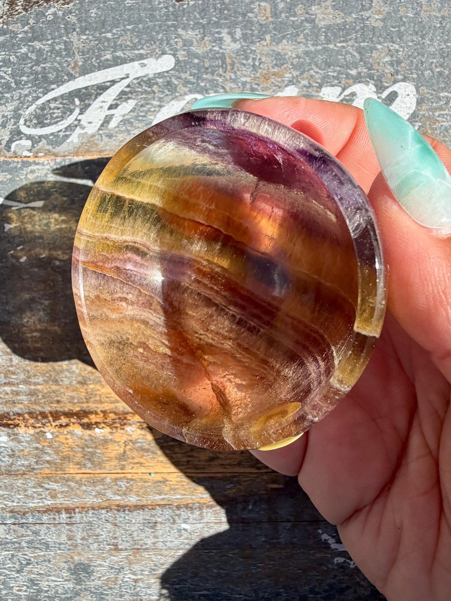 Gorgeous Yellow/Purple Fluorite Mini Bowl | Opt D