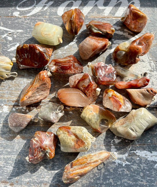 One (1) Gorgeous Amphibole Quartz Pendants from Brazil, 2 colors available