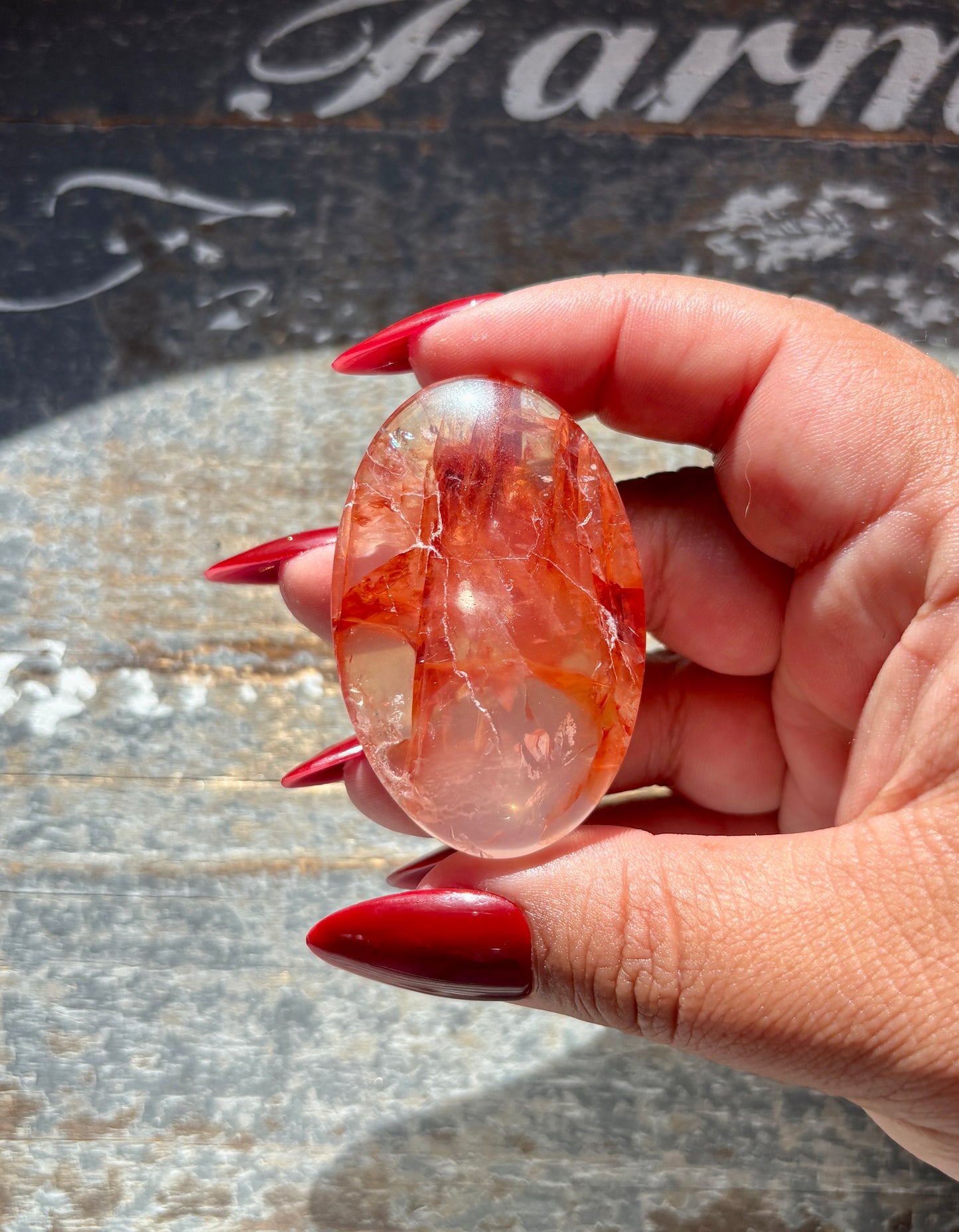 Gorgeous Fire Quartz Palm Stone