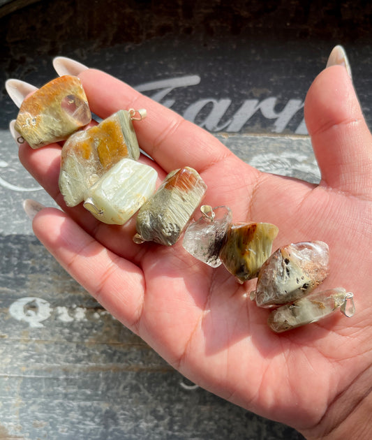 One (1) Gorgeous Amphibole Quartz Pendants from Brazil, 2 colors available