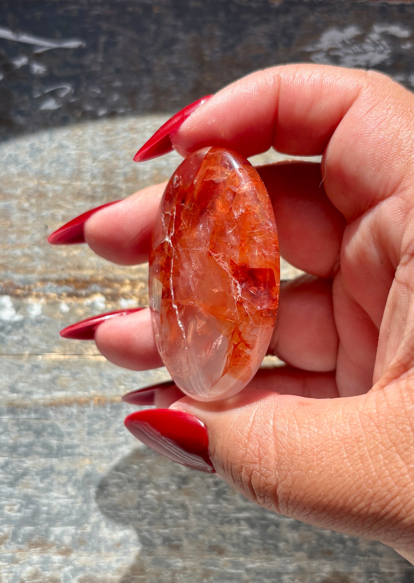 Gorgeous Fire Quartz Palm Stone