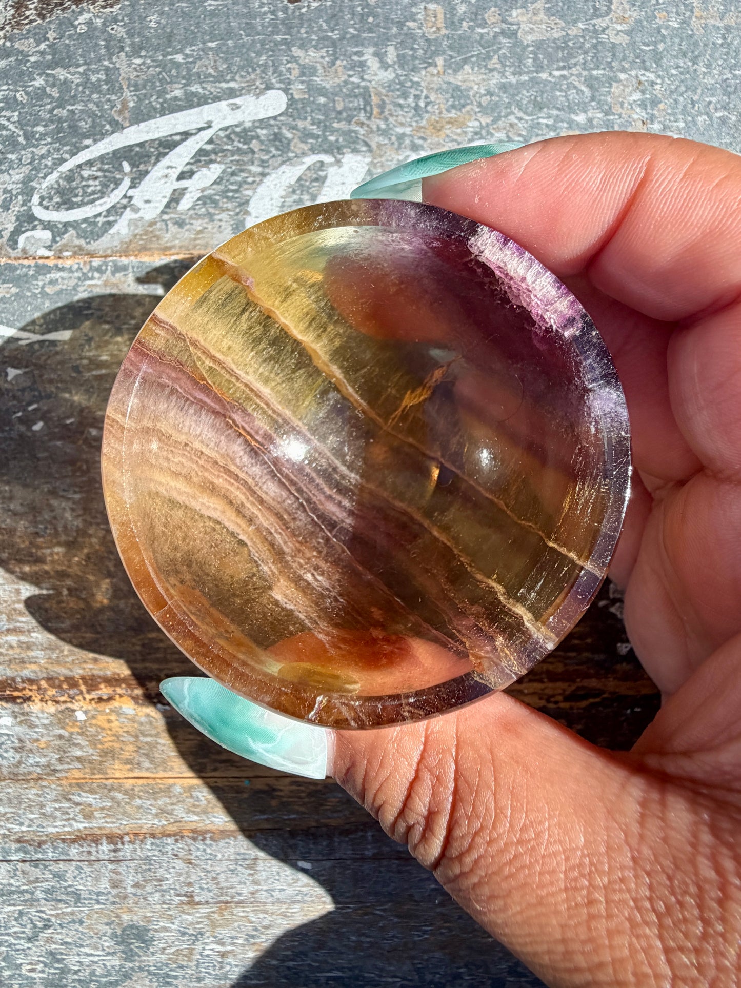 Gorgeous Yellow/Purple Fluorite Mini Bowl | Opt E