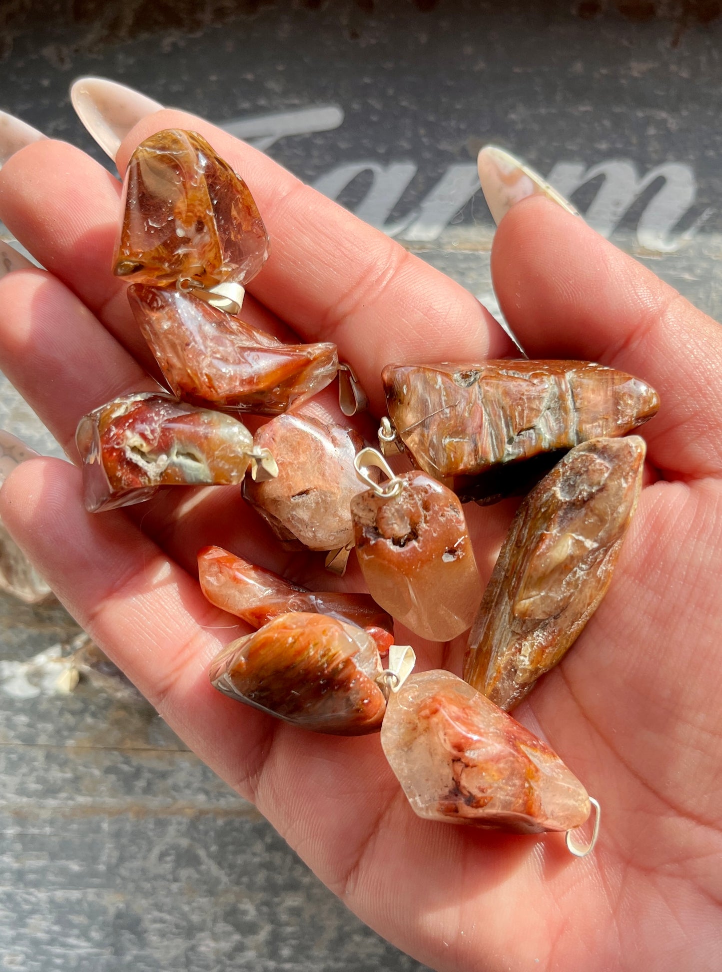 One (1) Gorgeous Amphibole Quartz Pendants from Brazil, 2 colors available