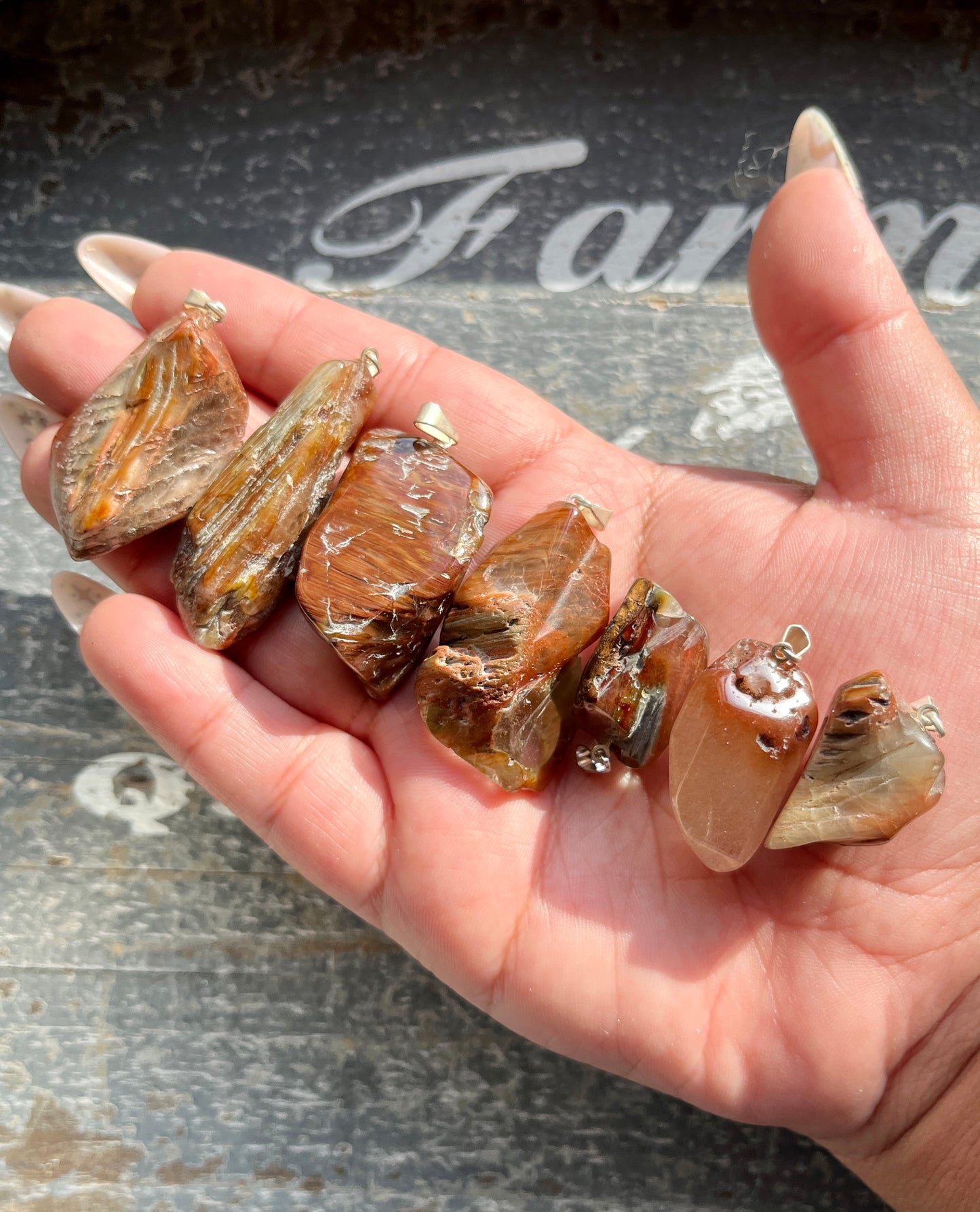 One (1) Gorgeous Amphibole Quartz Pendants from Brazil, 2 colors available