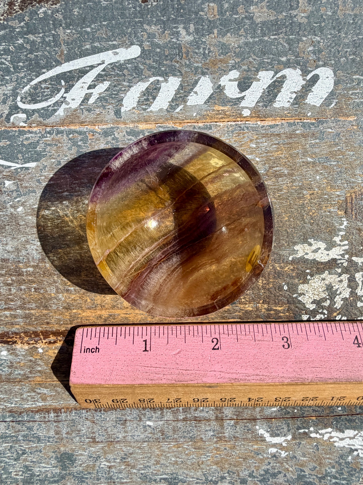 Gorgeous Yellow/Purple Fluorite Mini Bowl | Opt E