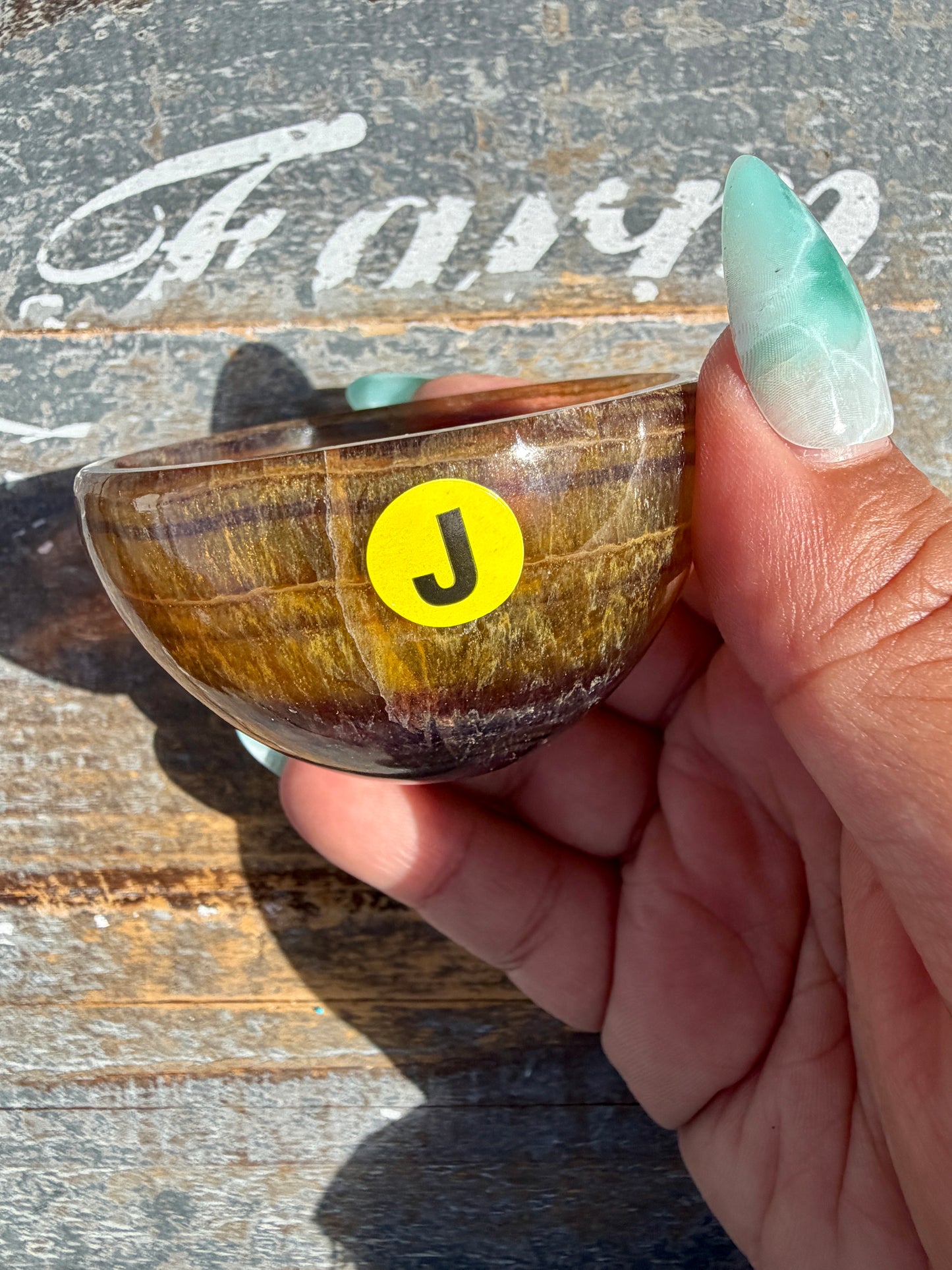 Gorgeous Yellow/Purple Fluorite Mini Bowl | Opt J
