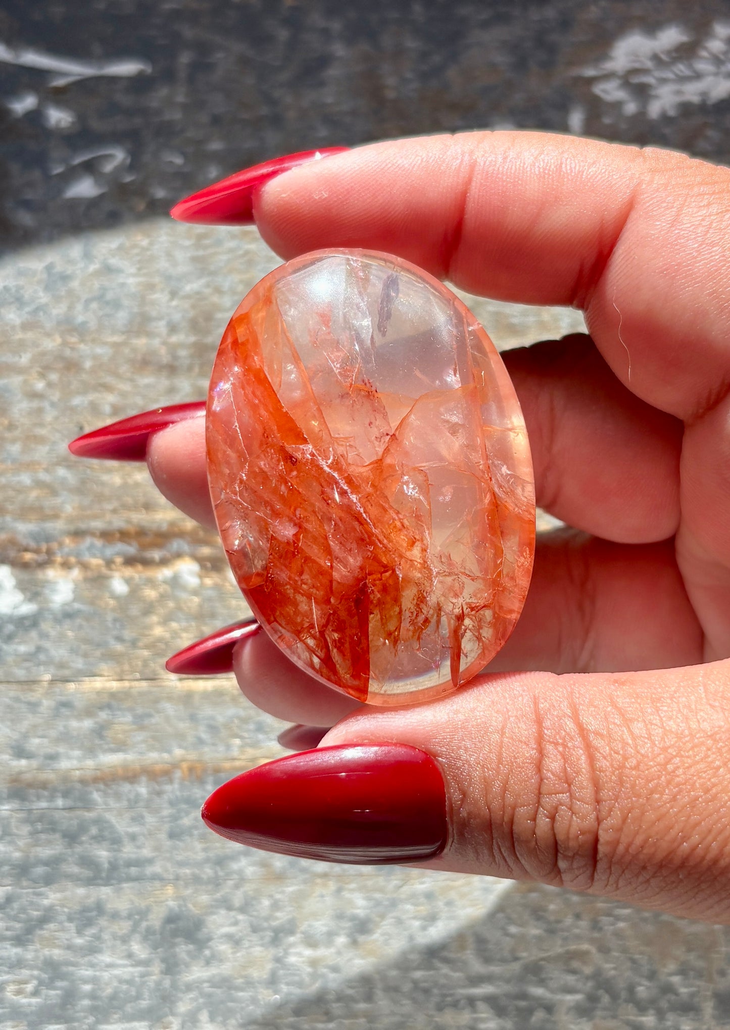 Gorgeous Fire Quartz Palm Stone