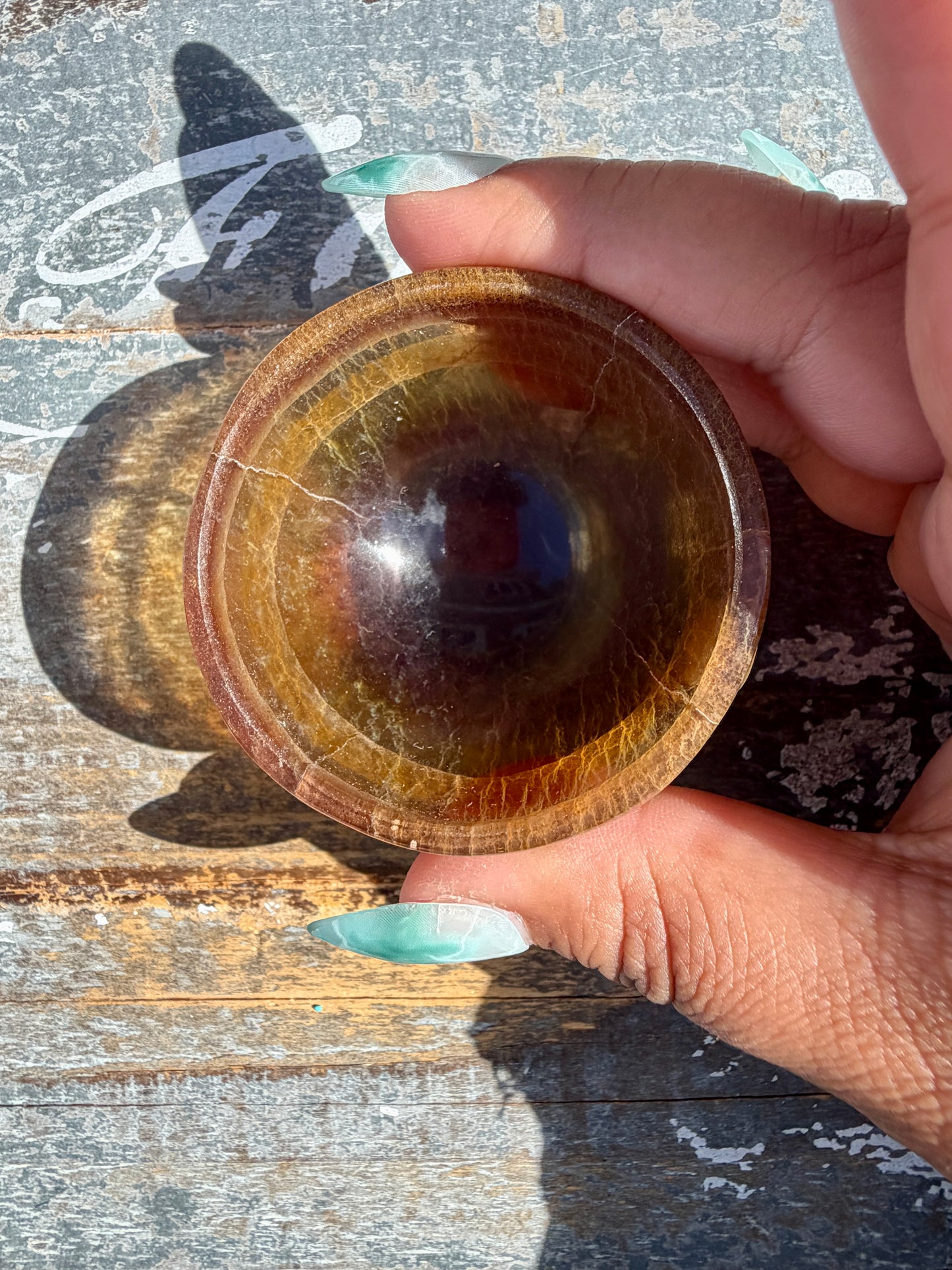 Gorgeous Yellow/Purple Fluorite Mini Bowl | Opt J