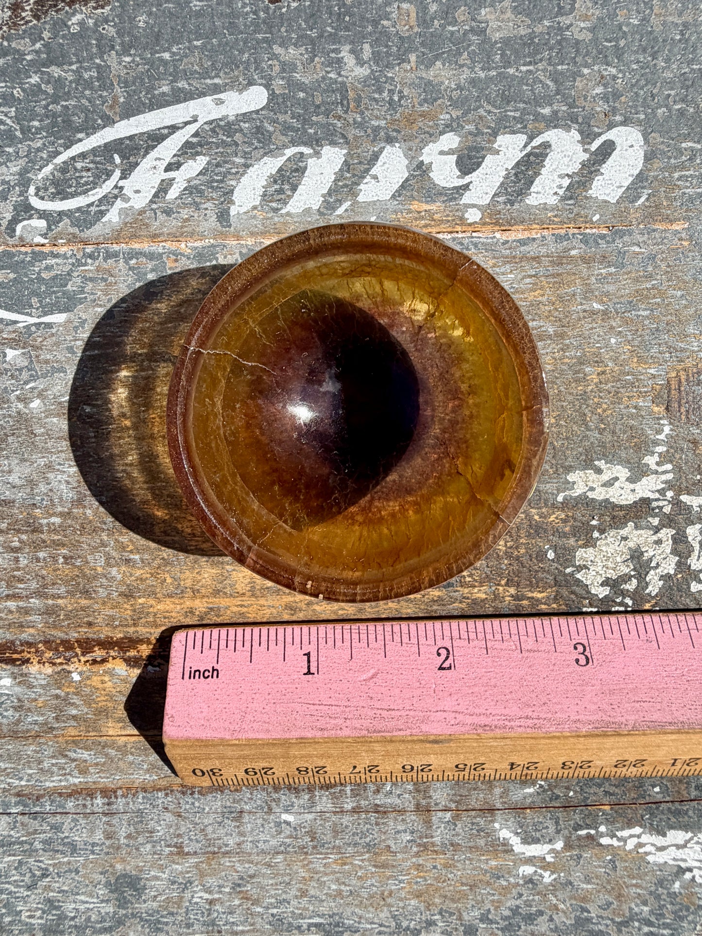 Gorgeous Yellow/Purple Fluorite Mini Bowl | Opt J