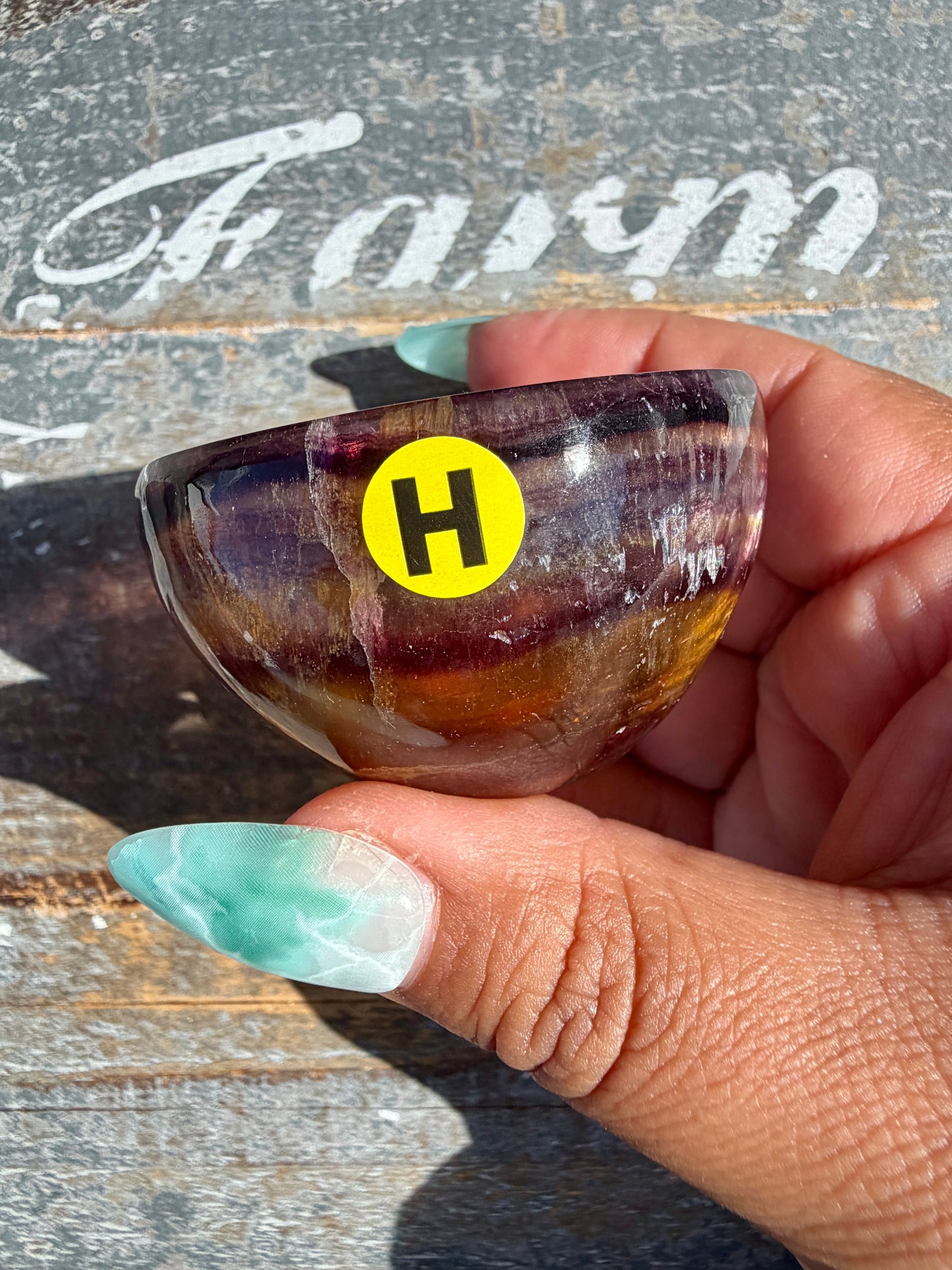 Gorgeous Yellow/Purple Fluorite Mini Bowl | Opt H