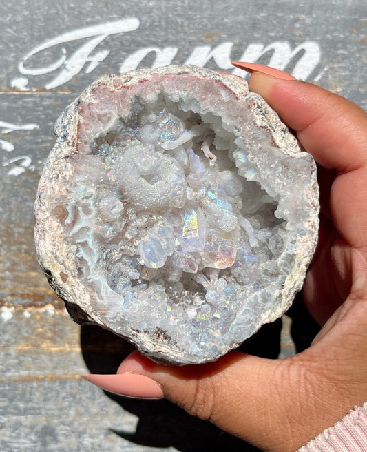 Gorgeous Aura Druzy Agate Geode