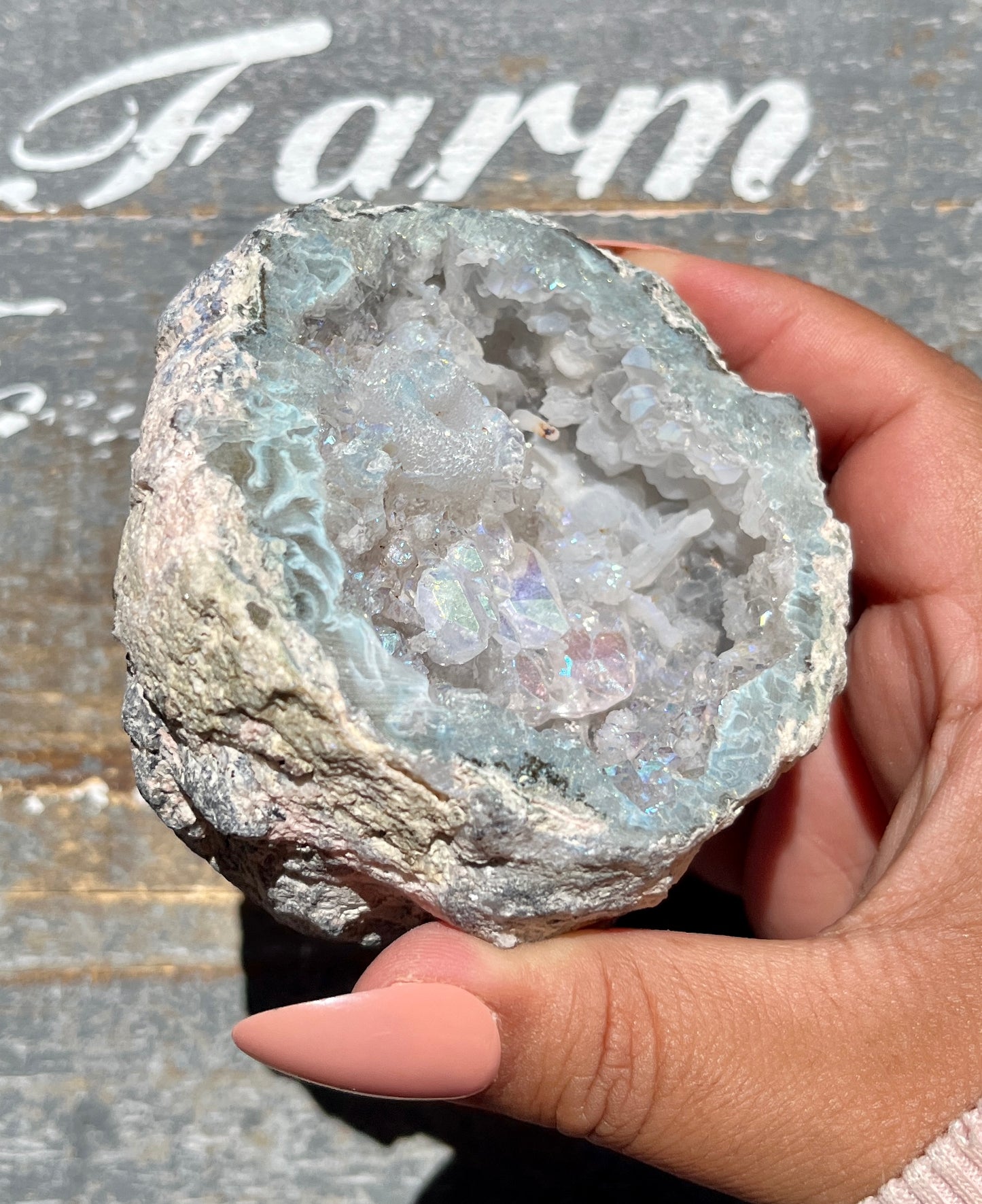 Gorgeous Aura Druzy Agate Geode