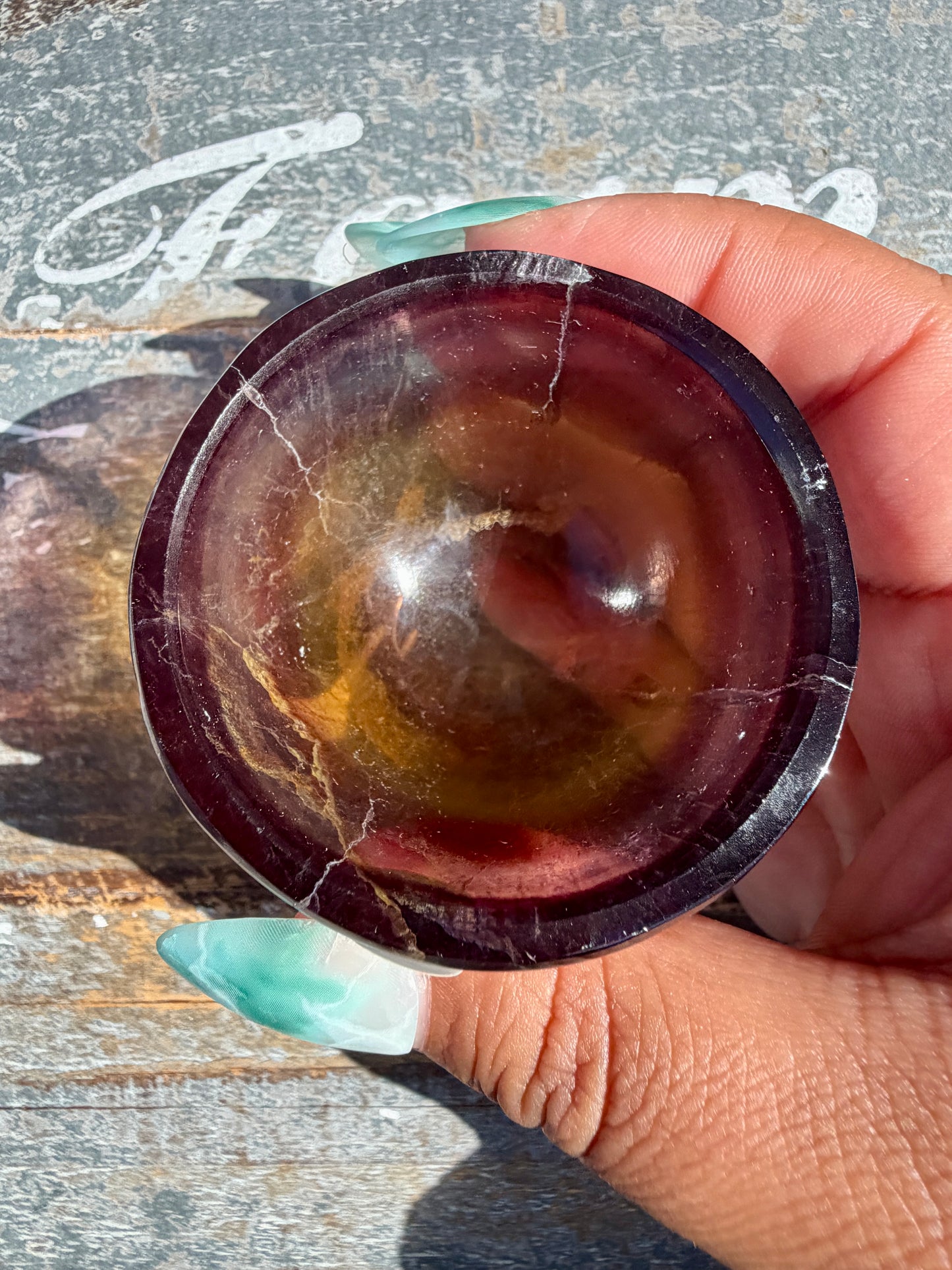 Gorgeous Yellow/Purple Fluorite Mini Bowl | Opt H