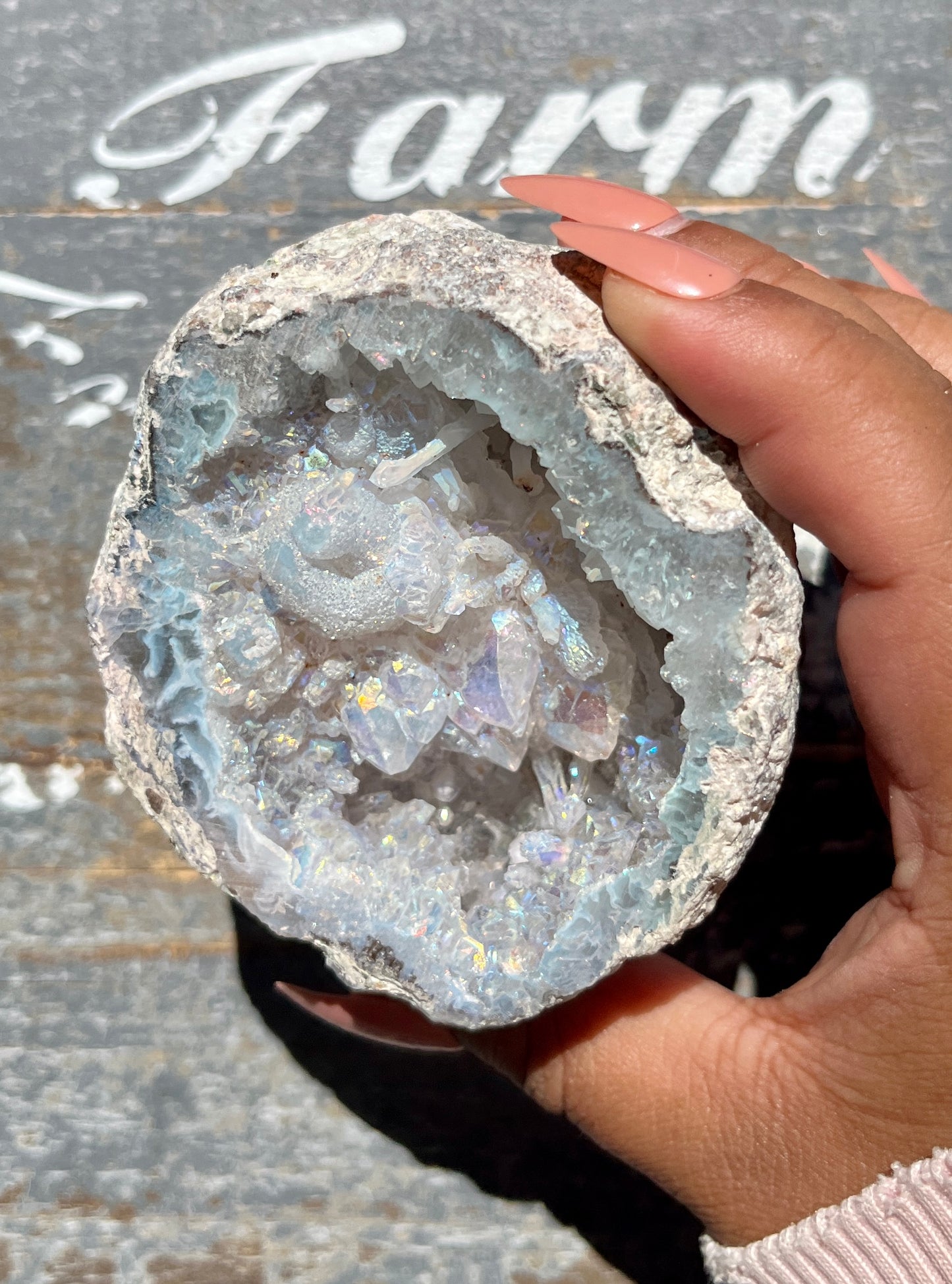 Gorgeous Aura Druzy Agate Geode