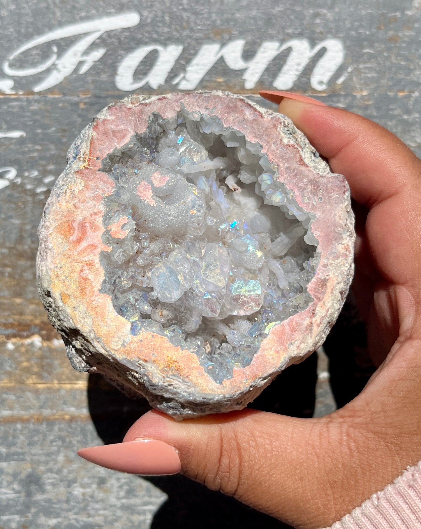 Gorgeous Aura Druzy Agate Geode