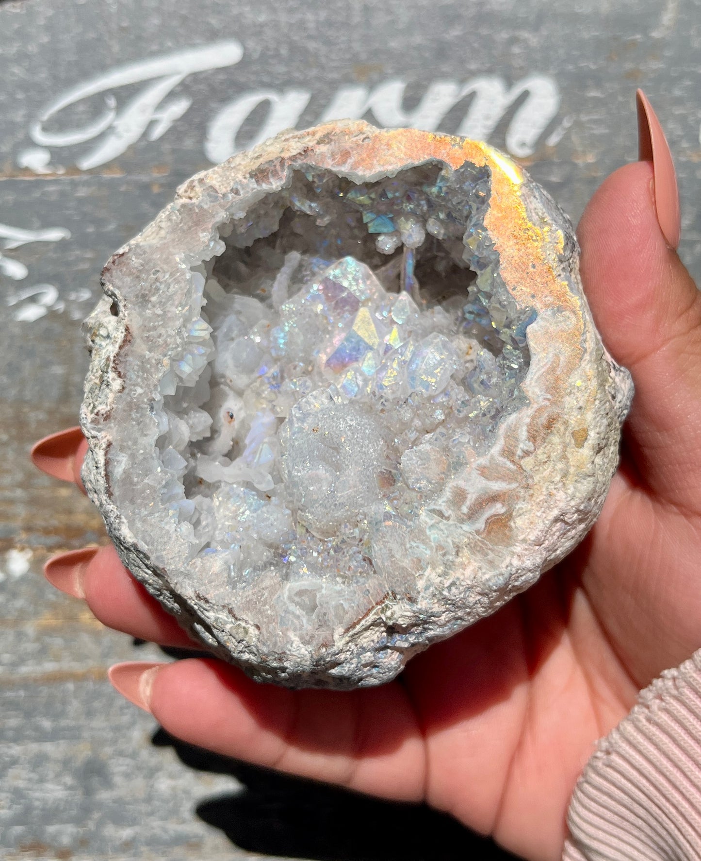 Gorgeous Aura Druzy Agate Geode