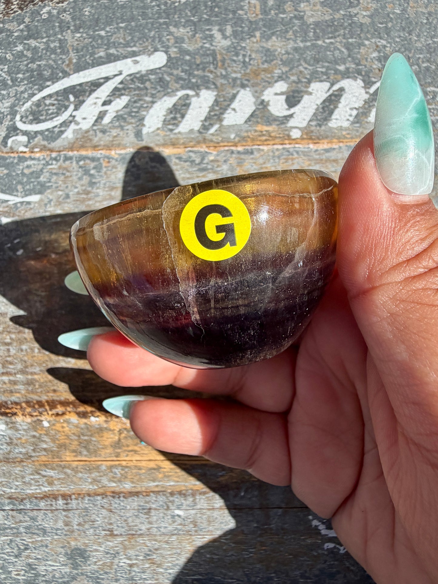 Gorgeous Yellow/Purple Fluorite Mini Bowl | Opt G