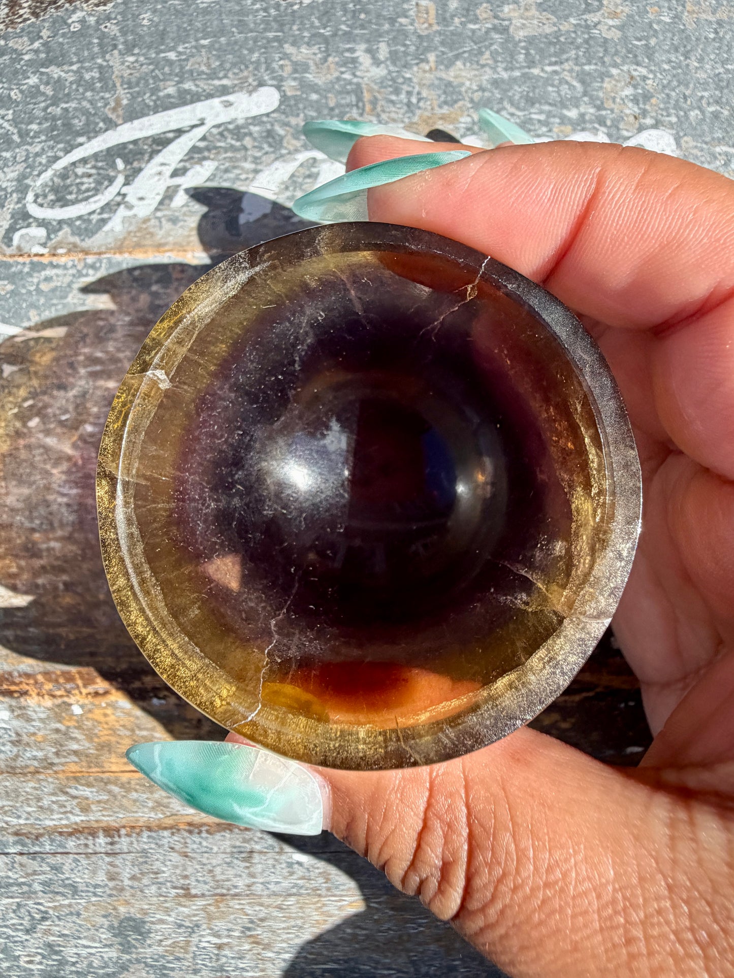 Gorgeous Yellow/Purple Fluorite Mini Bowl | Opt G