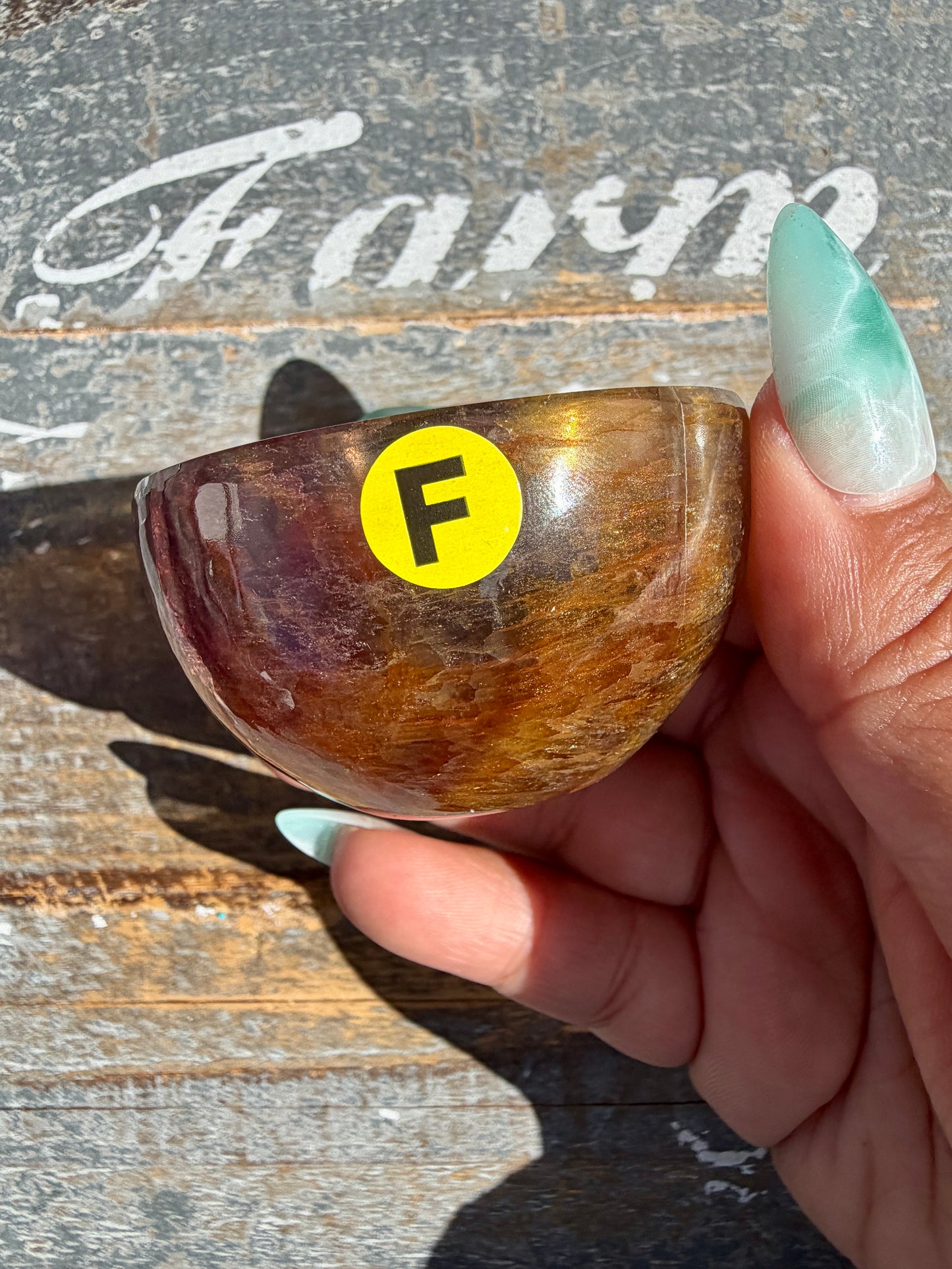 Gorgeous Yellow/Purple Fluorite Mini Bowl | Opt F