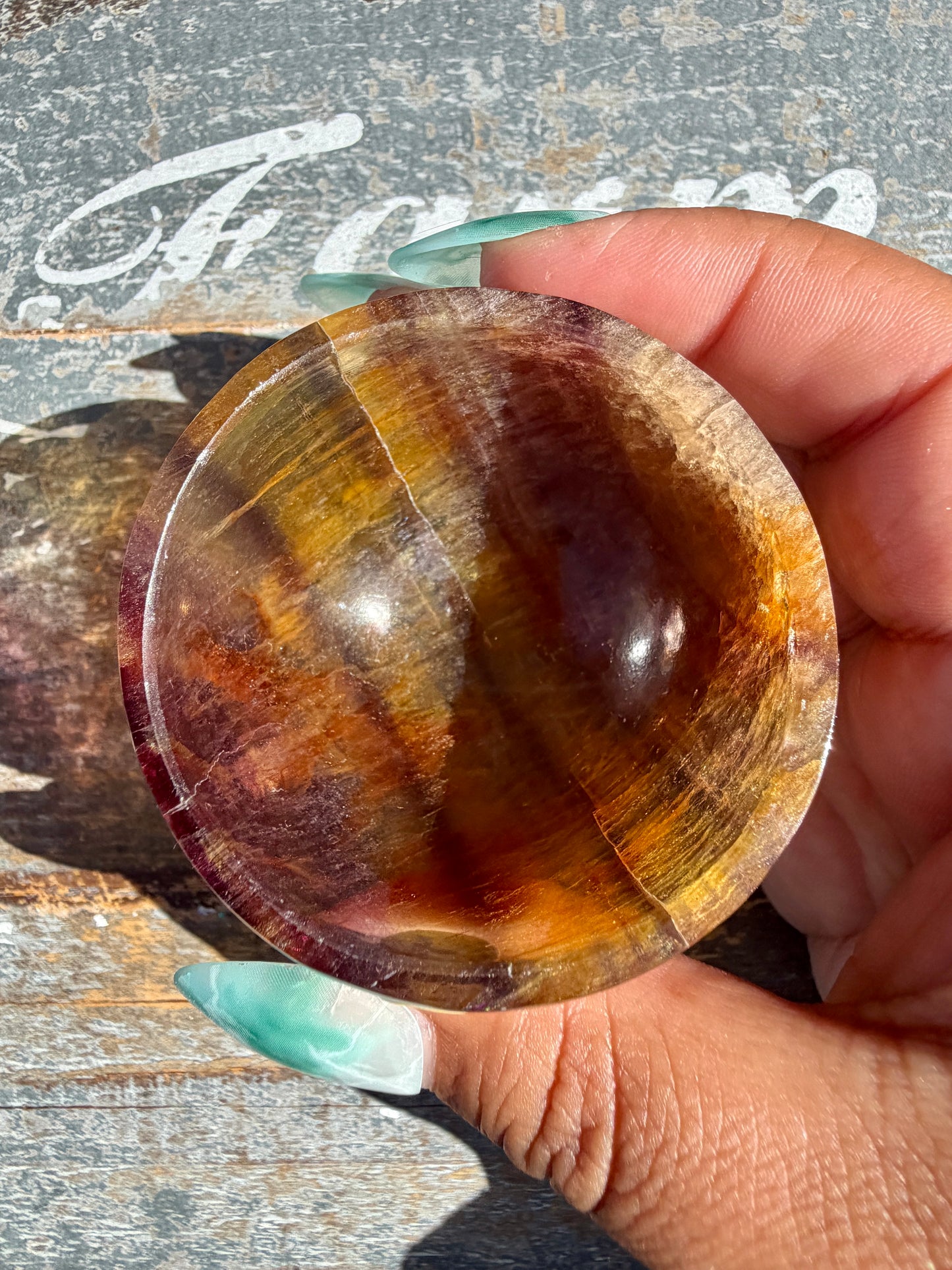 Gorgeous Yellow/Purple Fluorite Mini Bowl | Opt F