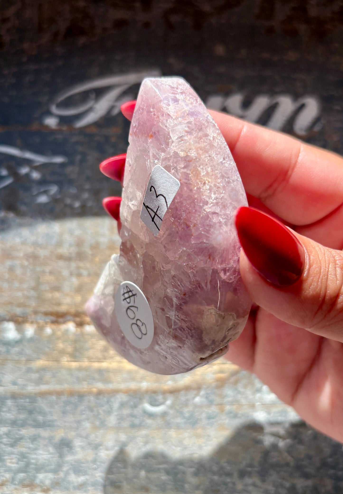 Gorgeous Pink Amethyst Crescent Moon, come with Free Stand