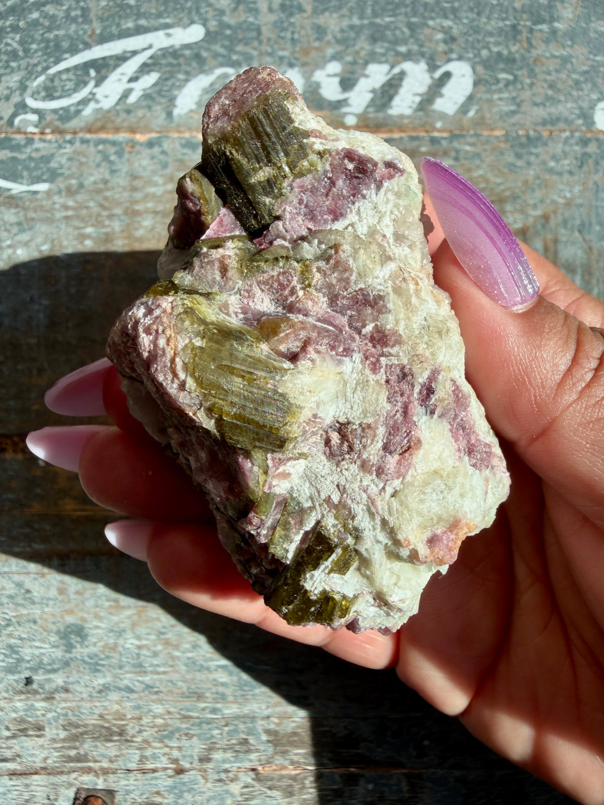 Gorgeous Pink & Green Tourmaline in Quartz on Stand | Brazil | Opt 1
