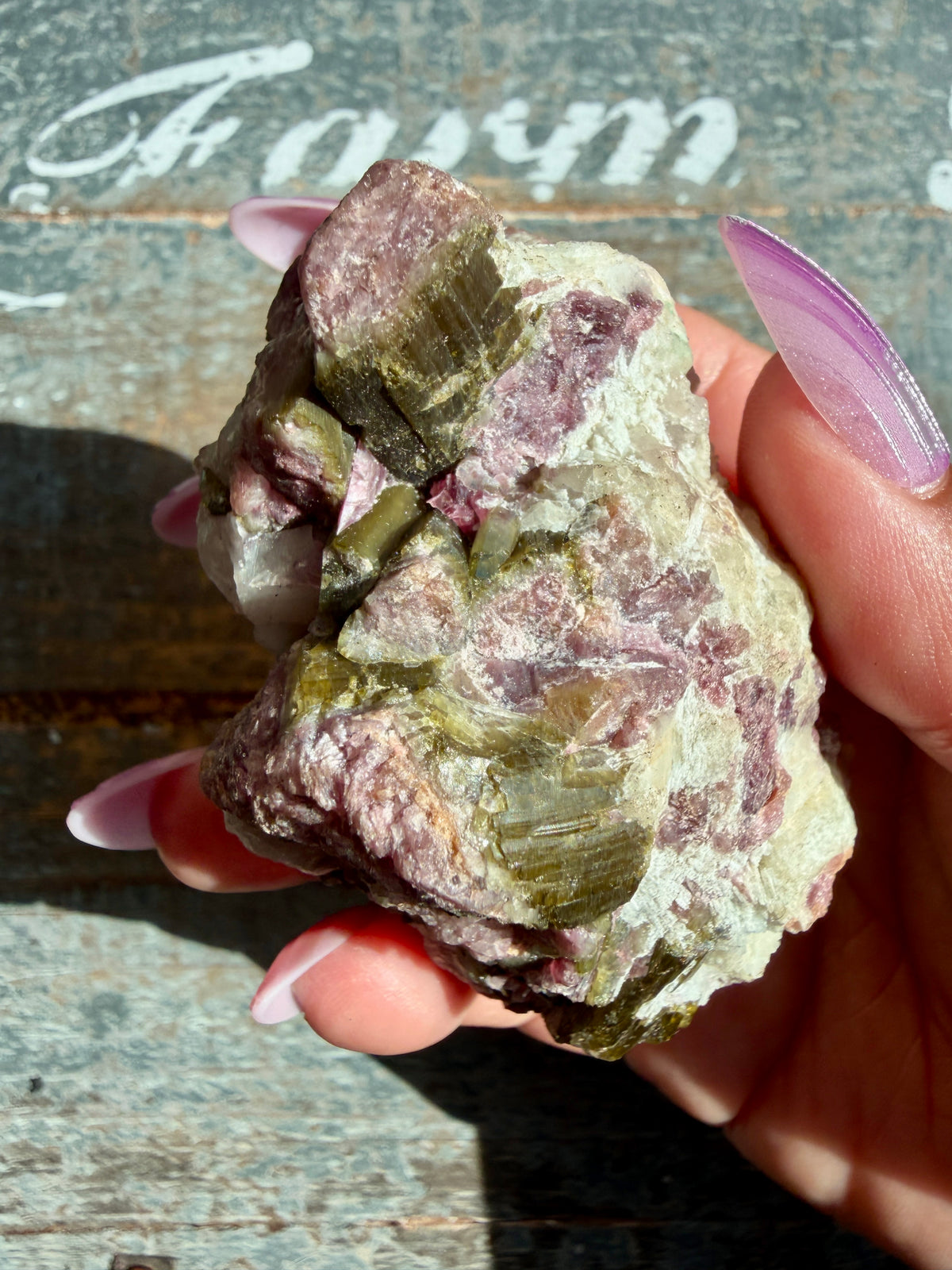 Gorgeous Pink & Green Tourmaline in Quartz on Stand | Brazil | Opt 1