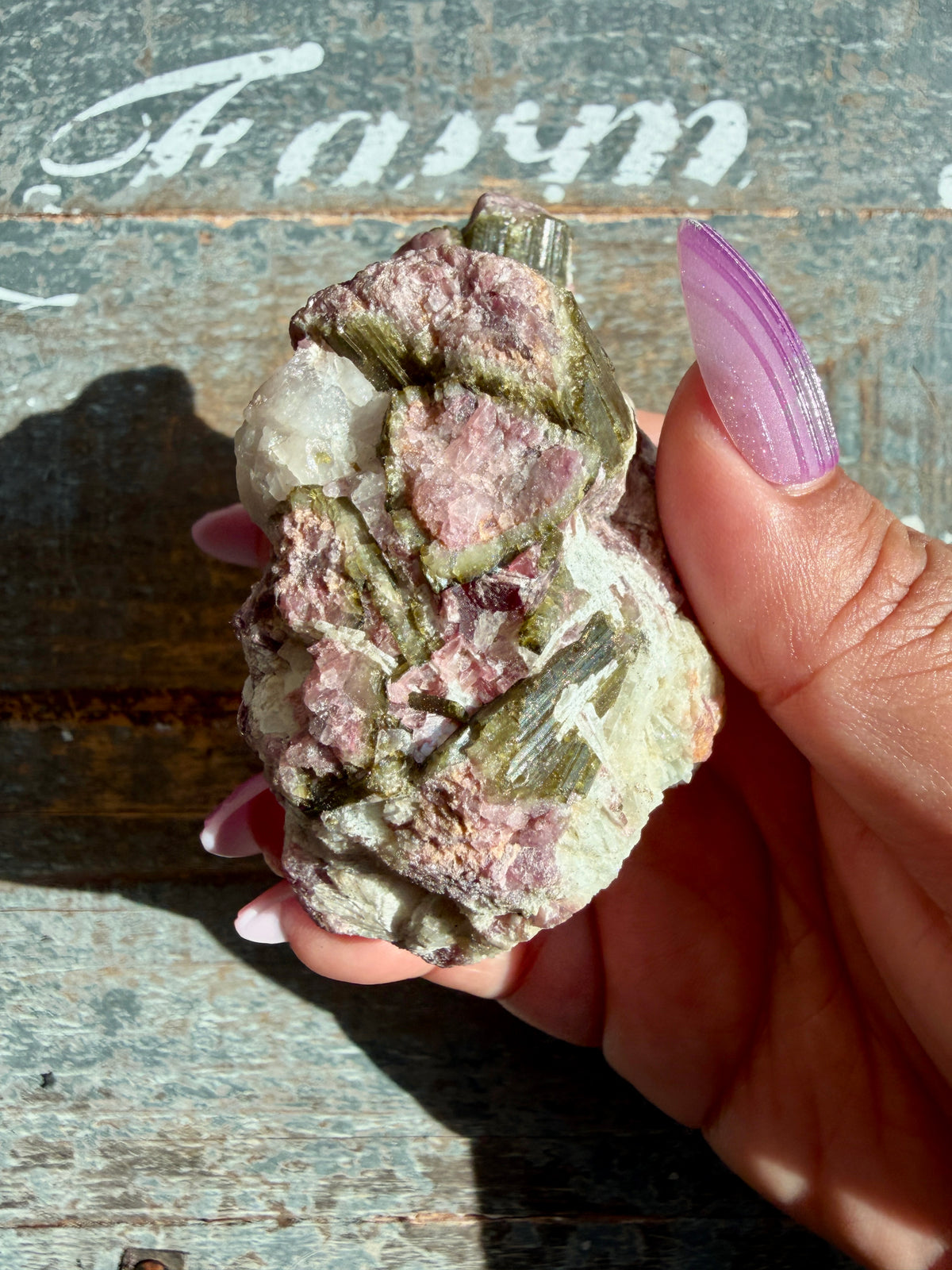 Gorgeous Pink & Green Tourmaline in Quartz on Stand | Brazil | Opt 1