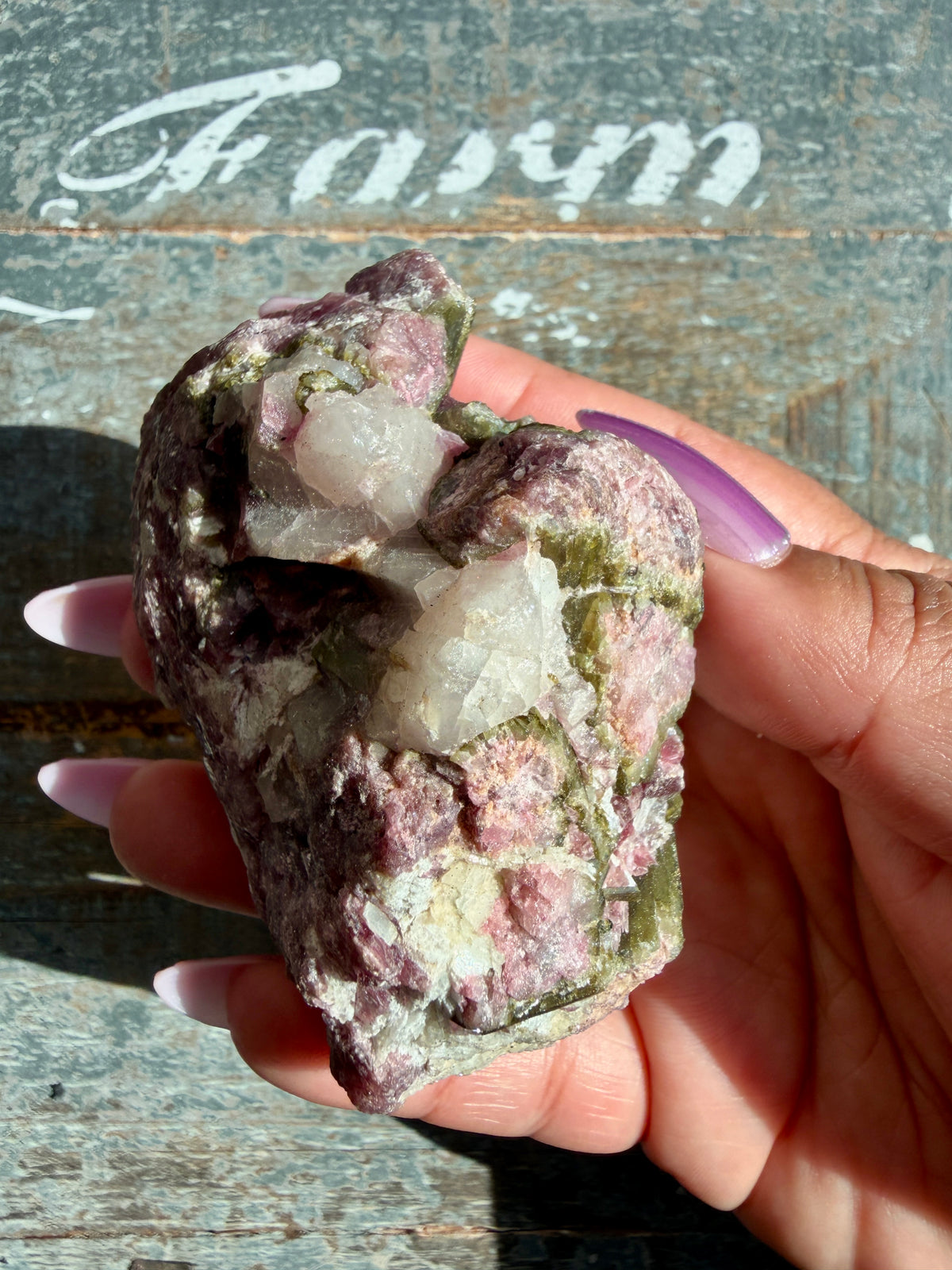 Gorgeous Pink & Green Tourmaline in Quartz on Stand | Brazil | Opt 1