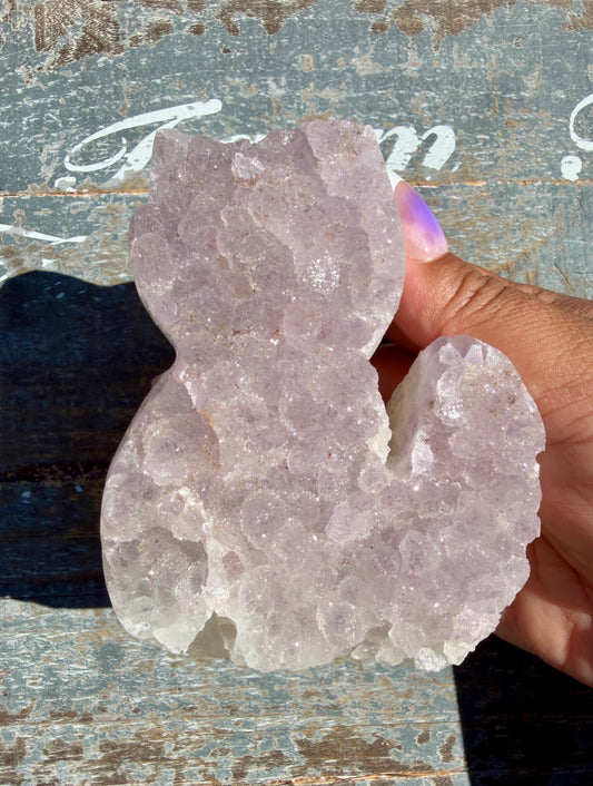 Sparkly Druzy Amethyst Cat (hand carved) | Brazil | Opt 95 (VIDEO IN LISTING)