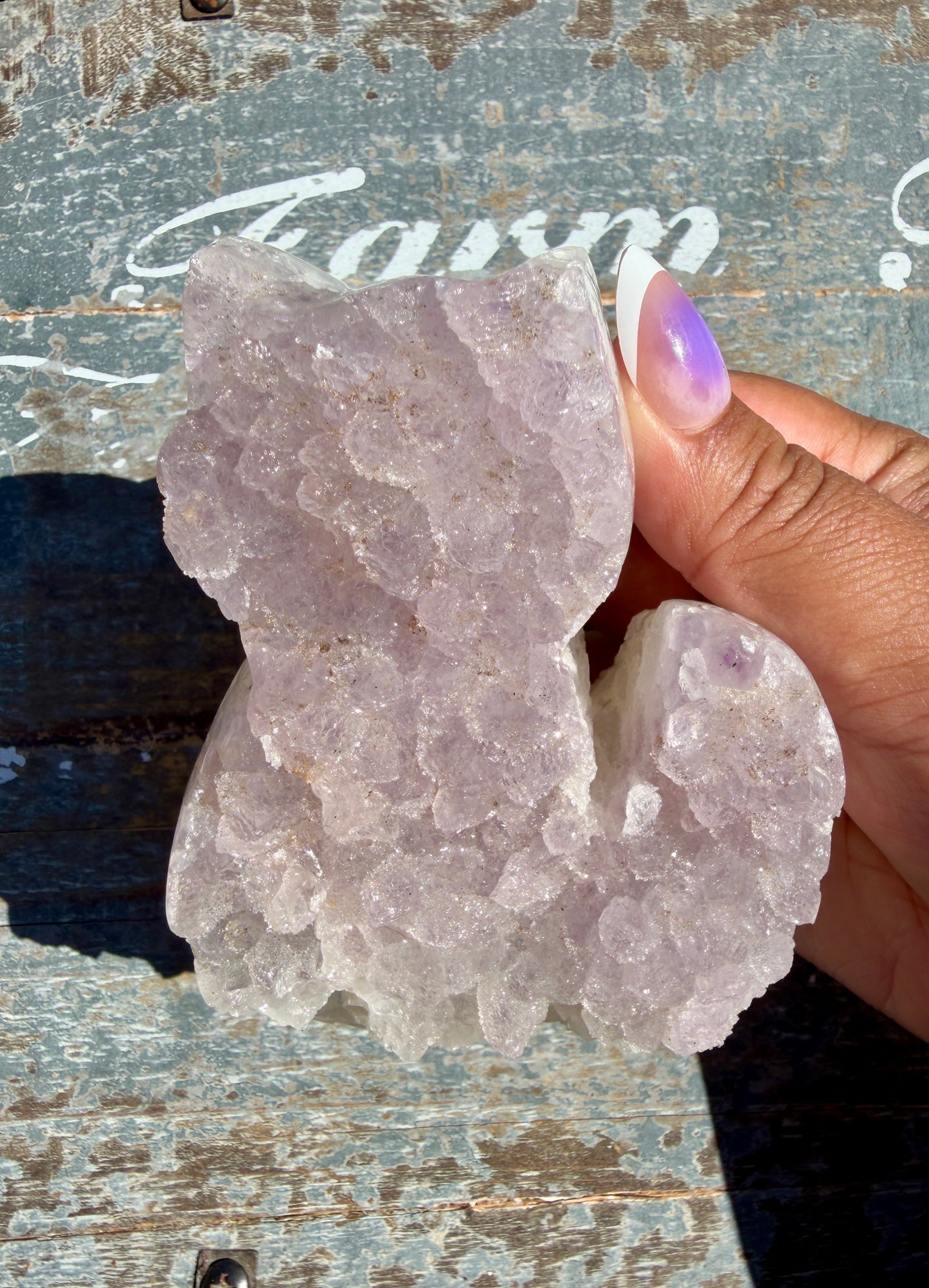 Sparkly Druzy Amethyst Cat (hand carved) | Brazil | Opt 95 (VIDEO IN LISTING)