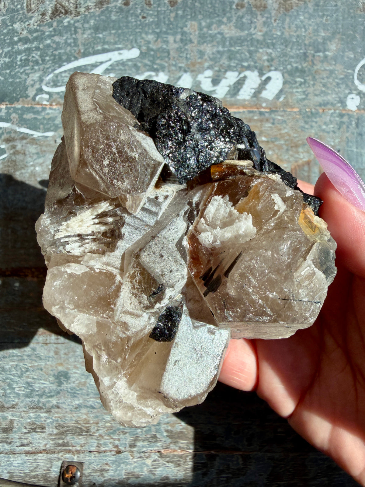 Gorgeous Black Tourmaline in Citrine Quartz on Stand | Brazil | Opt 2