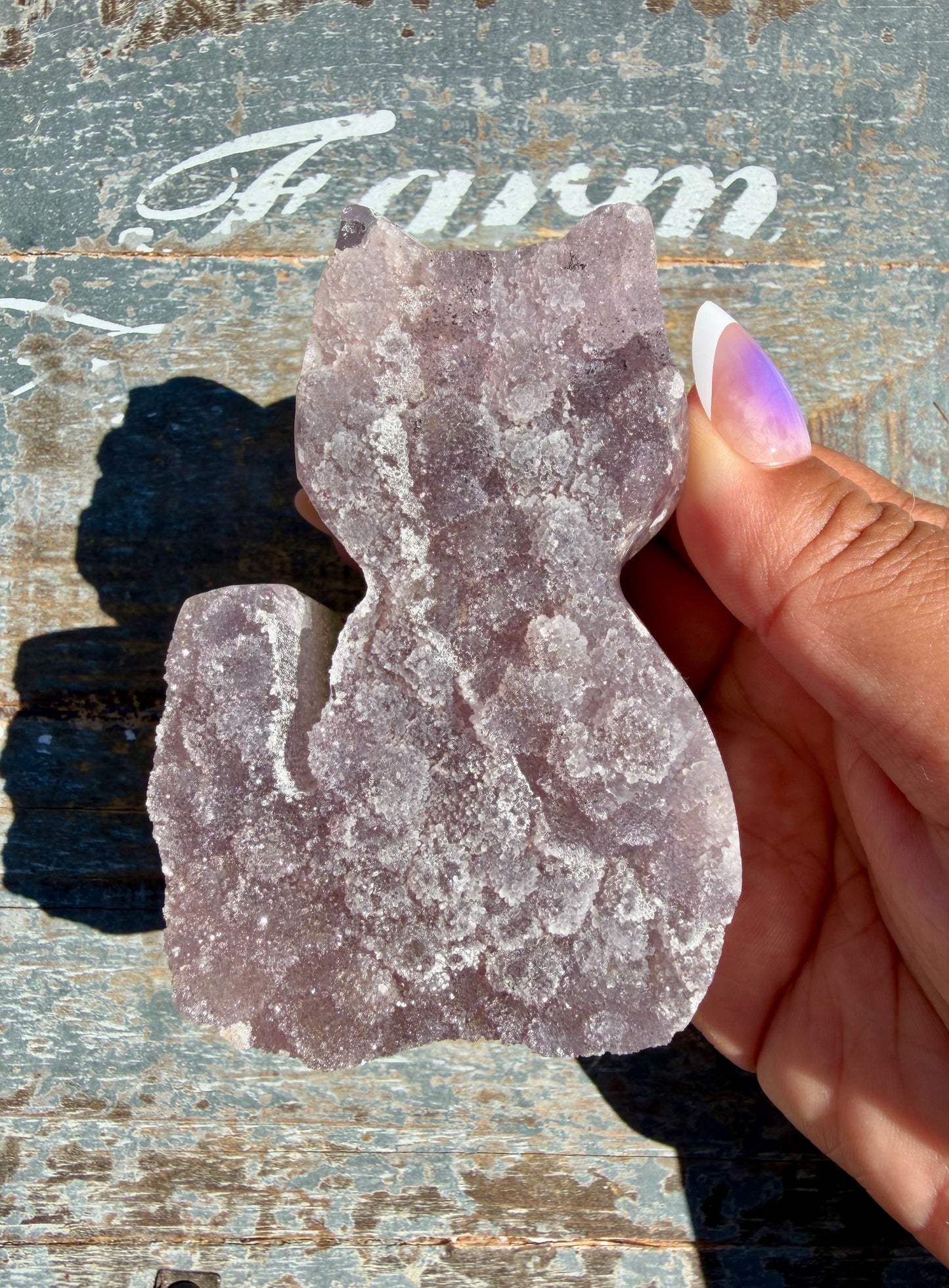 Sparkly Druzy Amethyst Cat (hand carved) | Brazil | Opt 94 (VIDEO IN LISTING)