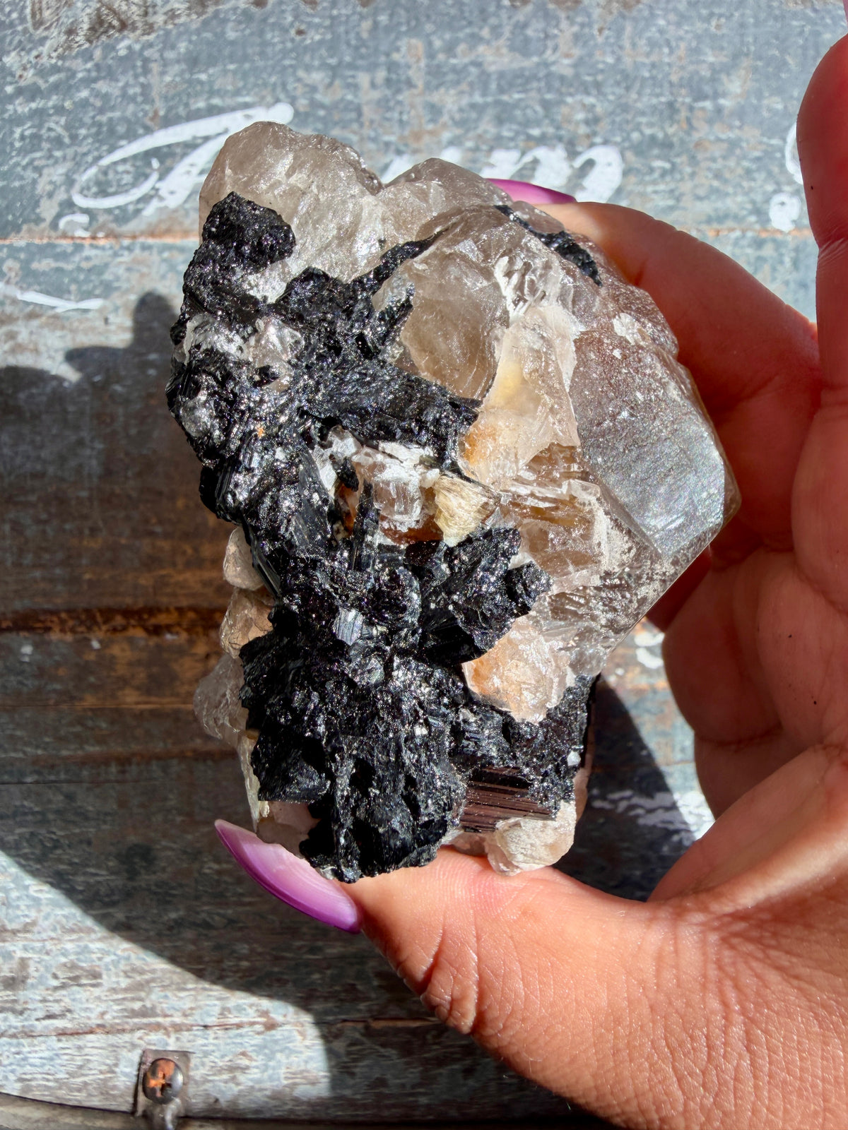 Gorgeous Black Tourmaline in Citrine Quartz on Stand | Brazil | Opt 2