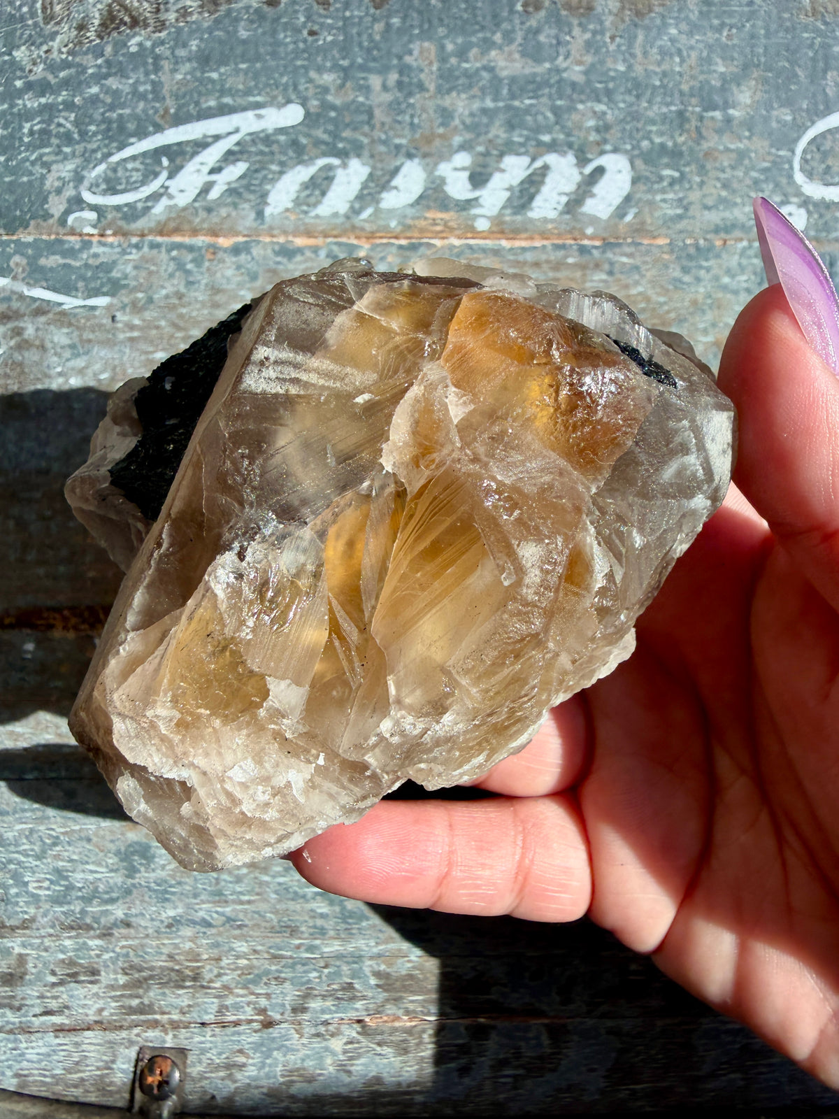 Gorgeous Black Tourmaline in Citrine Quartz on Stand | Brazil | Opt 2