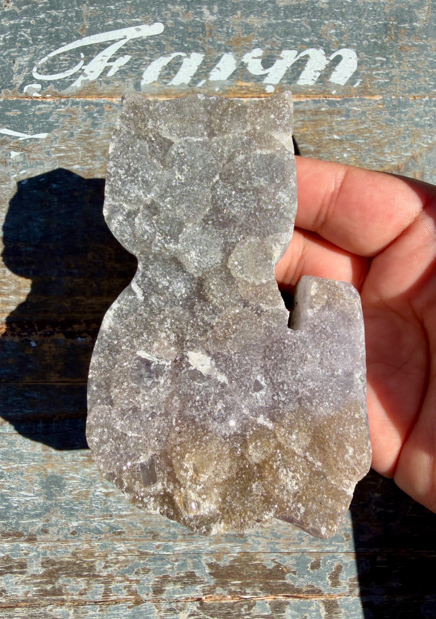 Sparkly Druzy Amethyst Cat (hand carved) | Brazil | Opt 96 (VIDEO IN LISTING)