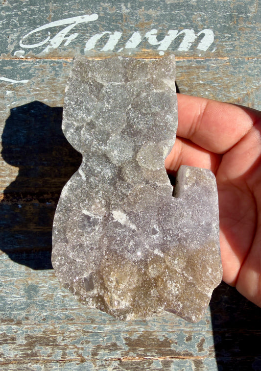 Sparkly Druzy Amethyst Cat (hand carved) | Brazil | Opt 96 (VIDEO IN LISTING)