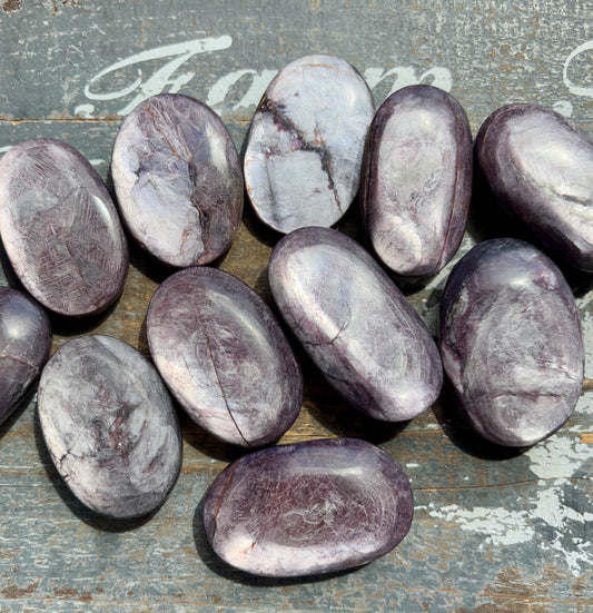 One (1) Medium Lepidolite Gemmy Palm Stone from Madagascar