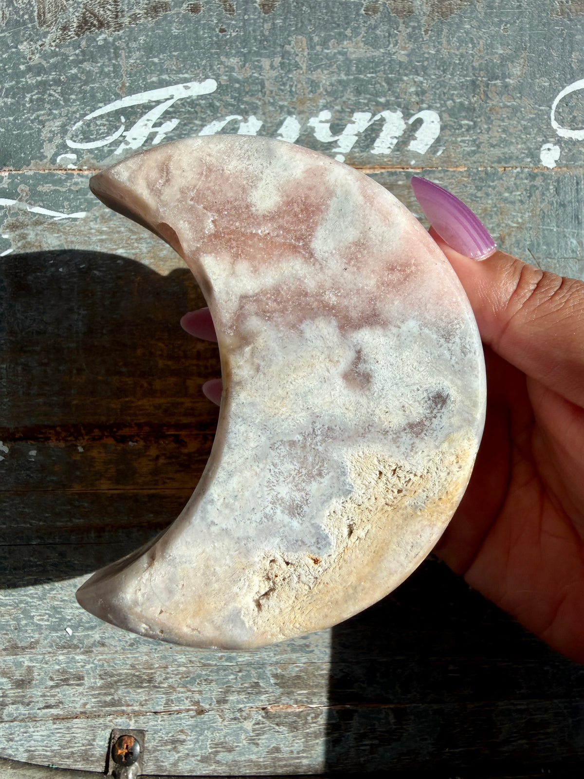 Gorgeous Pink Amethyst Moon on Stand | Brazil | Opt 17