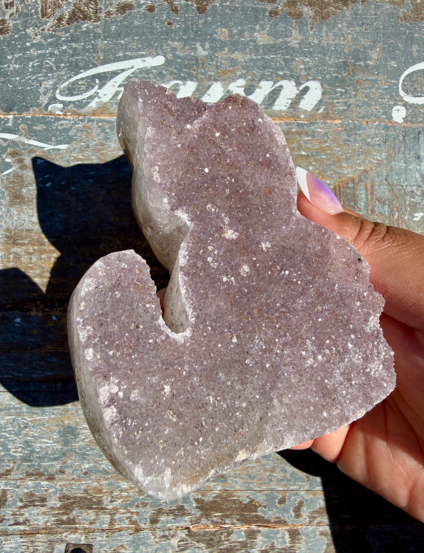 Sparkly Druzy Amethyst Cat (hand carved) | Brazil | Opt 97 (VIDEO IN LISTING)