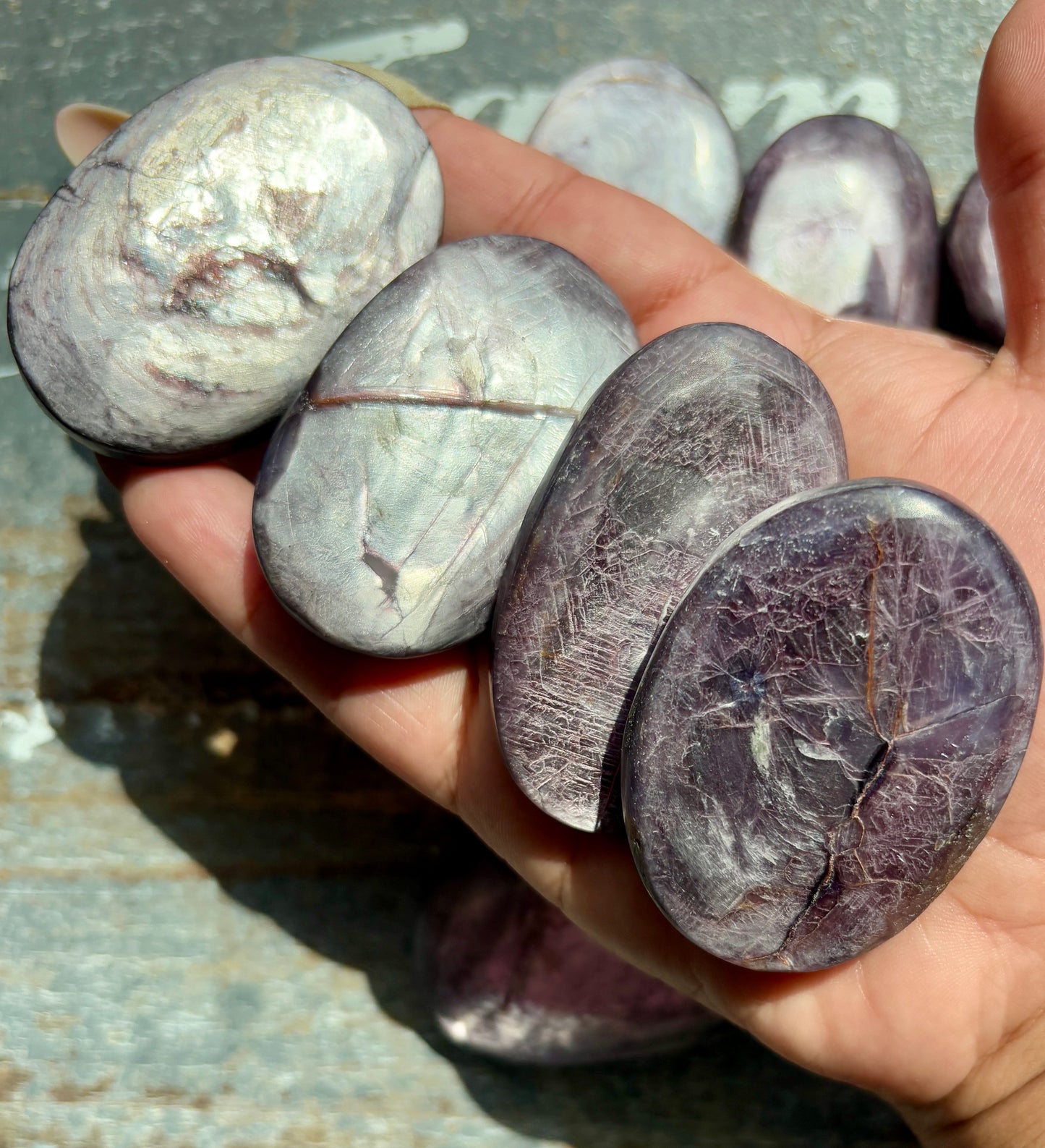 One (1) Medium Lepidolite Gemmy Palm Stone from Madagascar
